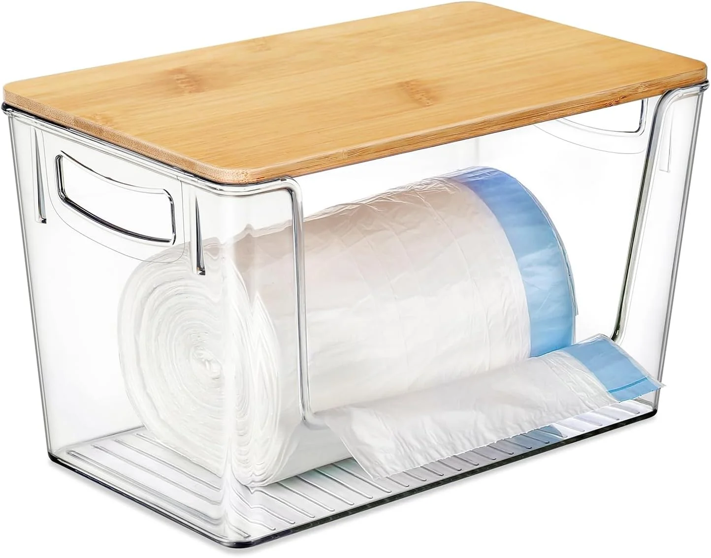 نگهدارنده و پخش کننده کیسه زباله Angju، محفظه بزرگ اکریلیک برای نگهداری کیسه زباله، پخش کننده کیسه زباله پلاستیکی با درب بامبو و دستگیره برای آشپزخانه زیر سینک/رختشورخانه/حمام نگهدارنده و پخش کننده کیسه زباله Angju، محفظه بزرگ اکریلیک برای نگهداری کیسه زباله، پخش کننده کیسه زباله پلاستیکی با درب بامبو و دستگیره برای آشپزخانه زیر سینک/رختشورخانه/حمام