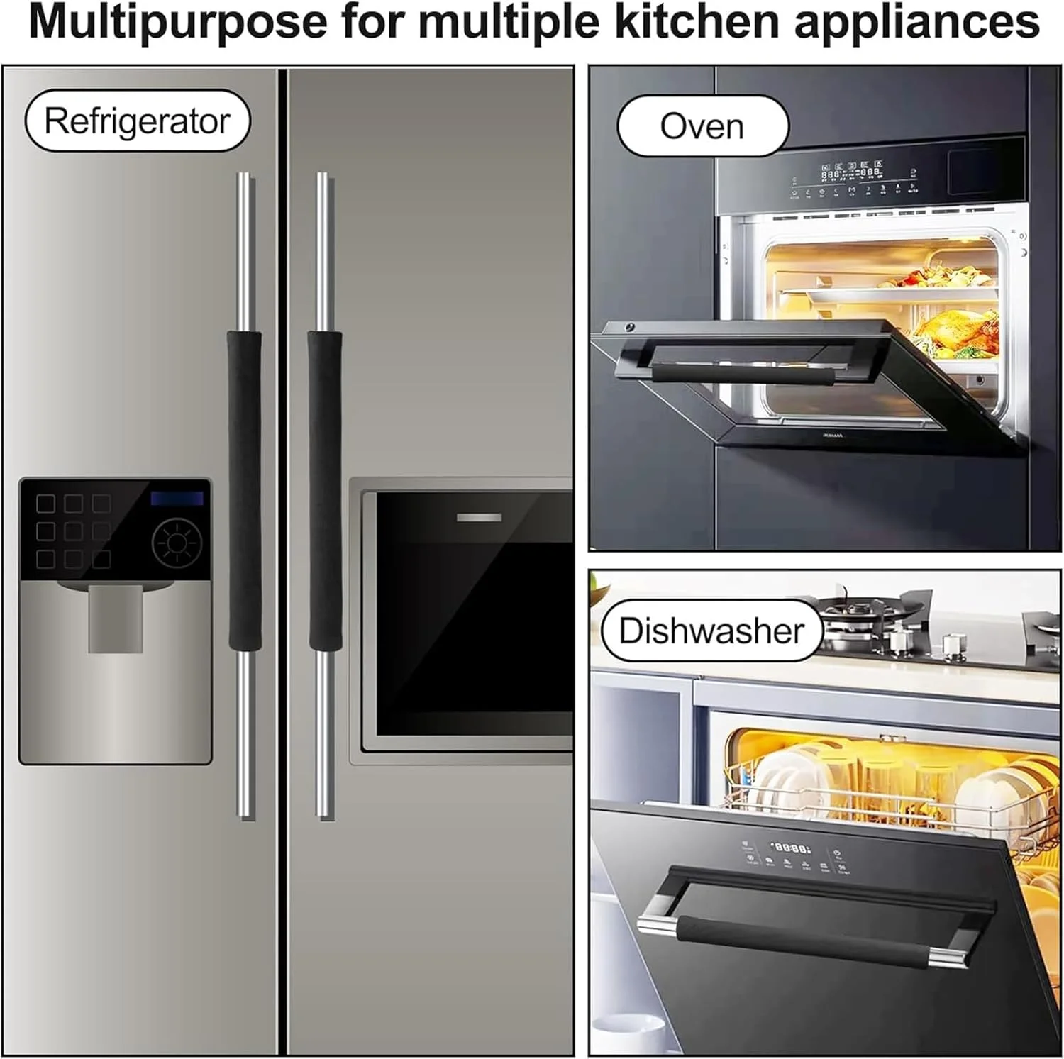 روکش دسته درب یخچال آتوس، بسته 2 عددی محافظ لوازم برقی آشپزخانه دستکش پارچه ای درب یخچال مایکروویو ماشین ظرفشویی محافظ لکه اثر انگشت روکش گرد و غبار، مخمل مشکی