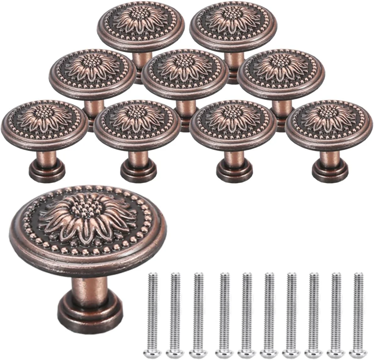 [بسته 10 عددی] دستگیره کابینت عتیقه، دستگیره گرد 1.4 اینچی برای کابینت آشپزخانه و کشوهای کمد، دستگیره کمد (قرمز، 10 عدد)