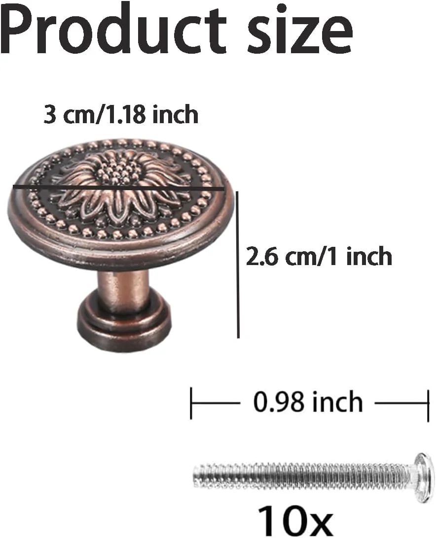 بولیگو [بسته 10 عددی] دستگیره کابینت آنتیک، دستگیره گرد 1.4 اینچی برای کابینت آشپزخانه و کشوهای کمد، دستگیره های کشو کمد (قرمز، 10 عدد)