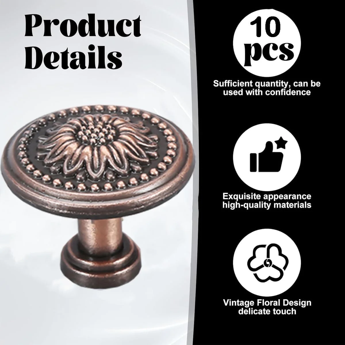 بولیگو [بسته 10 عددی] دستگیره کابینت آنتیک، دستگیره گرد 1.4 اینچی برای کابینت آشپزخانه و کشوهای کمد، دستگیره های کشو کمد (قرمز، 10 عدد)