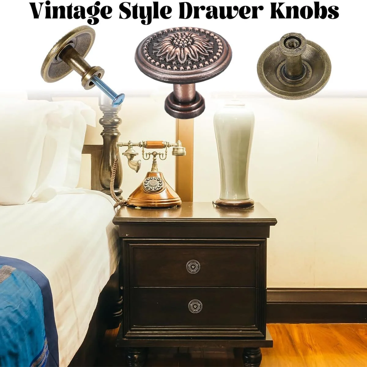 بولیگو [بسته 10 عددی] دستگیره کابینت آنتیک، دستگیره گرد 1.4 اینچی برای کابینت آشپزخانه و کشوهای کمد، دستگیره های کشو کمد (قرمز، 10 عدد)