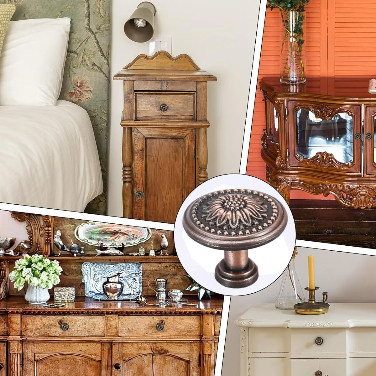 [بسته 10 عددی] دستگیره کابینت عتیقه، دستگیره گرد 1.4 اینچی برای کابینت آشپزخانه و کشوهای کمد، دستگیره کمد (قرمز، 10 عدد)