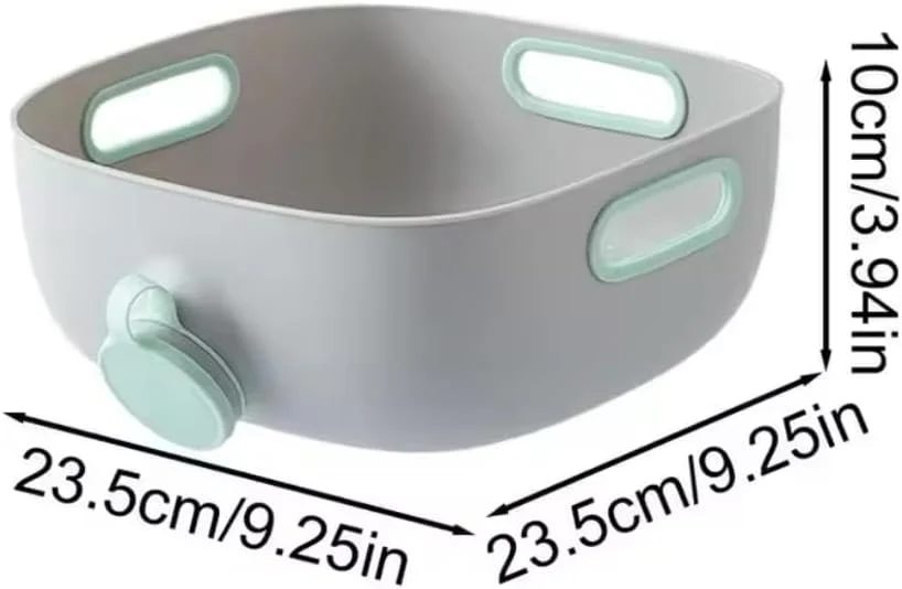 کاسه آبکش سبزیجات مرجانی آبی، سبد شستشوی میوه با سوراخ جانبی، کاسه ضد لغزش چند منظوره با 3 دسته، ابزار آشپزخانه (سبز)