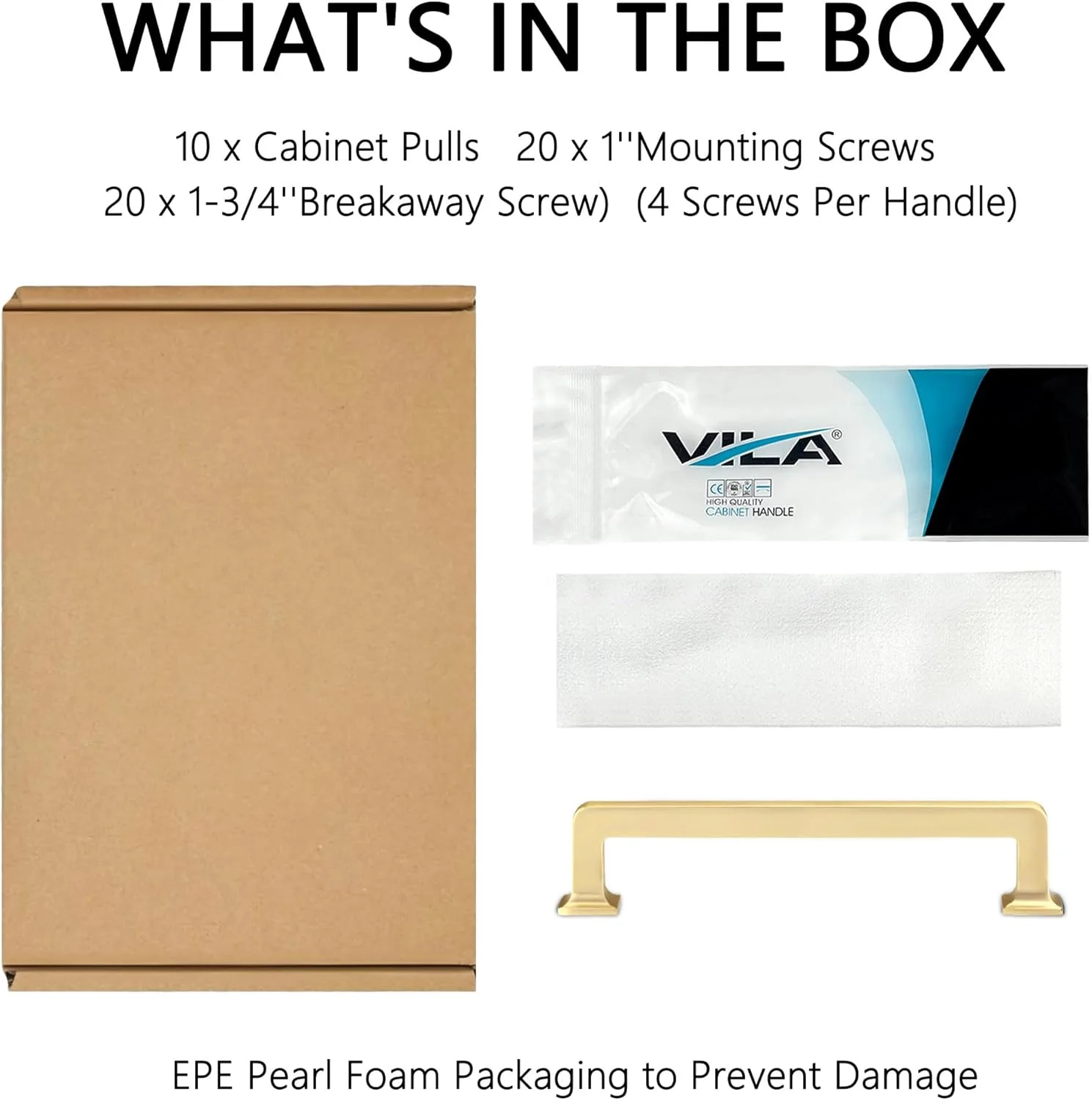 ویلا، بسته ۱۰ عددی دستگیره مربعی طلایی مات ۵ اینچی کابینت، دستگیره کشو، سخت افزار کابینت آشپزخانه، دستگیره کابینت، دستگیره کشو کمد