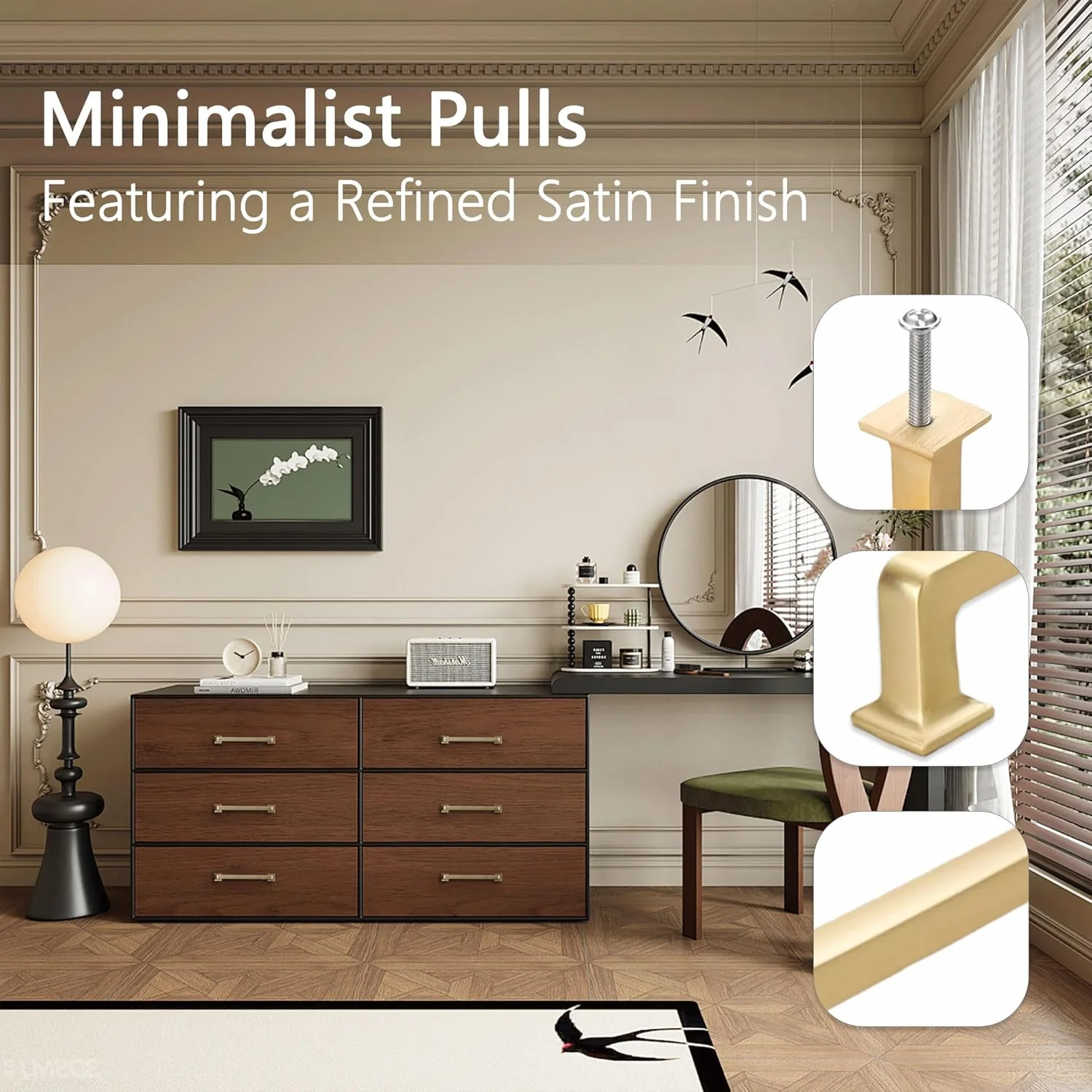 ویلا، بسته ۱۰ عددی دستگیره مربعی طلایی مات ۵ اینچی کابینت، دستگیره کشو، سخت افزار کابینت آشپزخانه، دستگیره کابینت، دستگیره کشو کمد