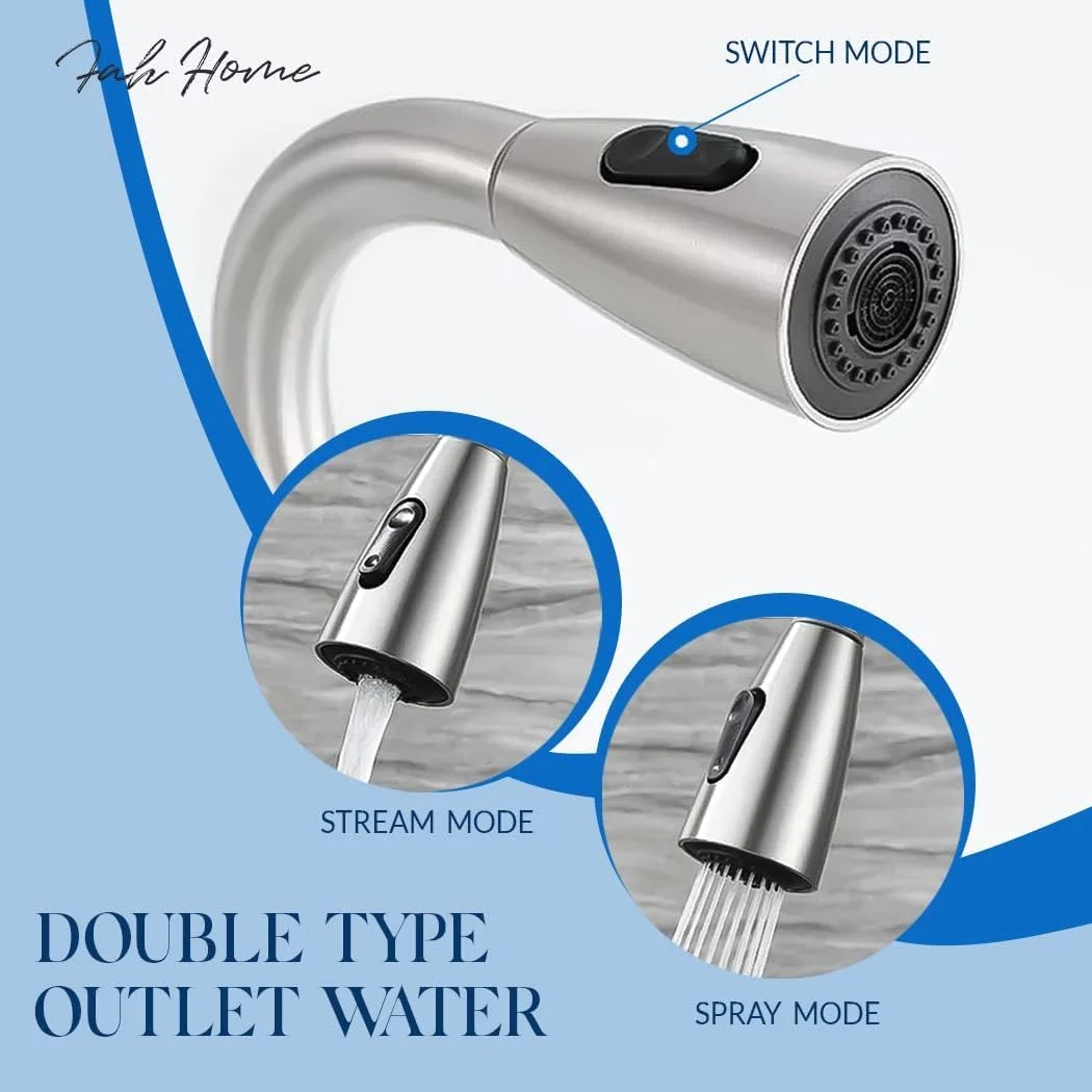 شیر آشپزخانه CLaLoc با اسپری کشویی نیکل برس خورده، شیر آشپزخانه با 3 حالت آب برای سینک، شیرآلات آشپزخانه تک دسته با قوس بلند استیل ضد زنگ شیر آشپزخانه CLaLoc با اسپری کشویی نیکل برس خورده، شیر آشپزخانه با 3 حالت آب برای سینک، شیرآلات آشپزخانه تک دسته با قوس بلند استیل ضد زنگ