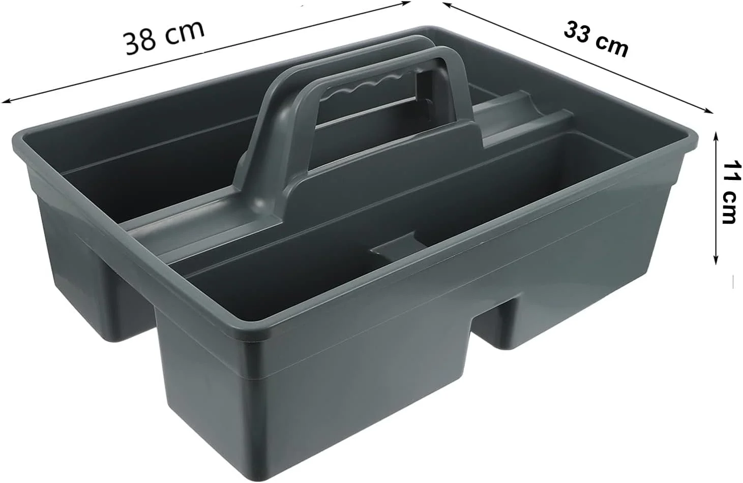 سبد حمل لوازم نظافت ایکو کر با دسته - سازمان دهنده محصولات تمیز کننده، جعبه ابزار نظافت آشپزخانه و سبد سینی حمل مواد شوینده - بزرگ 38 * 33 * 11.5 سانتی متر (خاکستری)