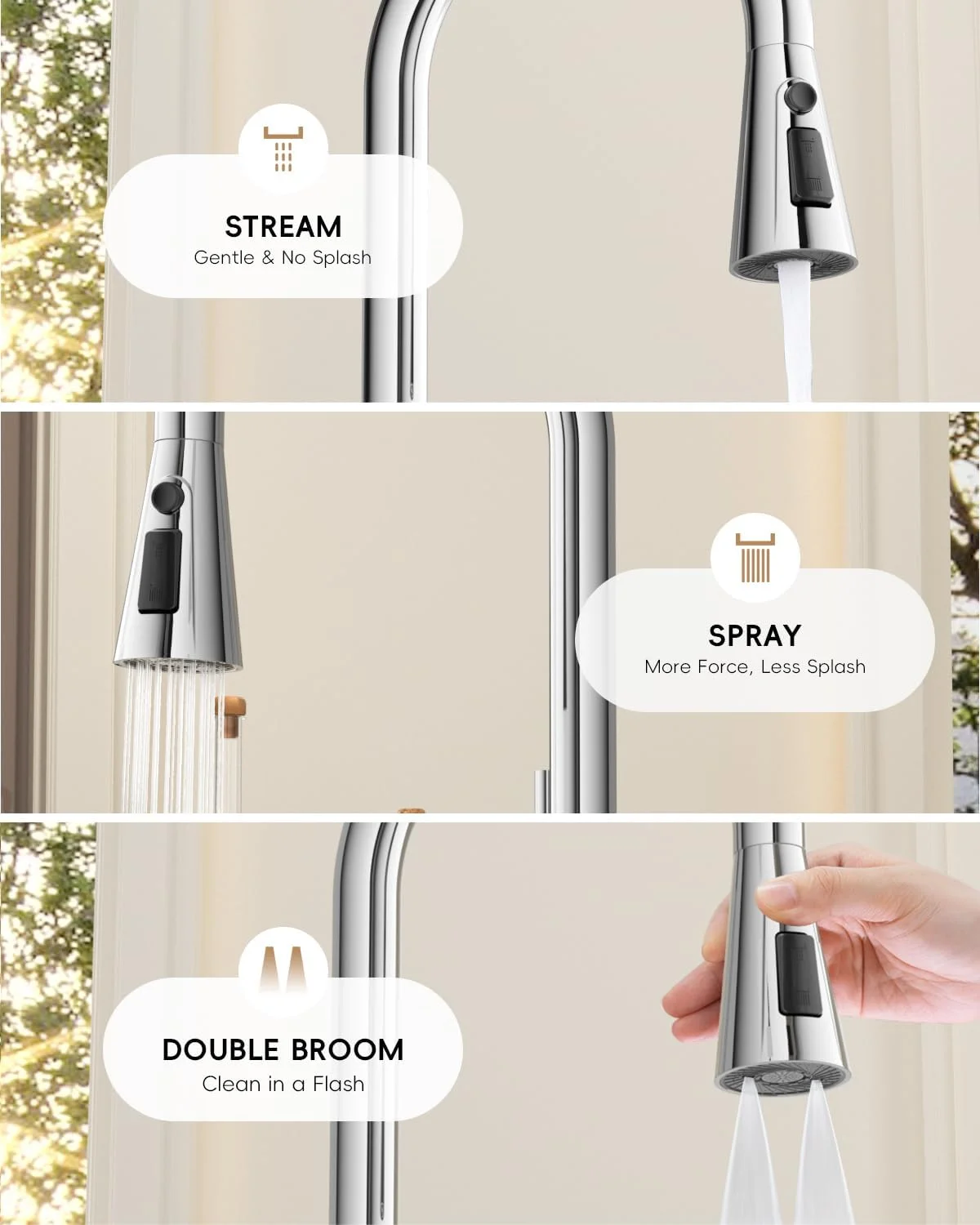 شیر آشپزخانه کروم DAYONE با اسپری کشویی، شیر مخلوط کن آشپزخانه تک دسته با 3 حالت آب، شیرآلات آشپزخانه استیل ضد زنگ شیر آشپزخانه کروم DAYONE با اسپری کشویی، شیر مخلوط کن آشپزخانه تک دسته با 3 حالت آب، شیرآلات آشپزخانه استیل ضد زنگ