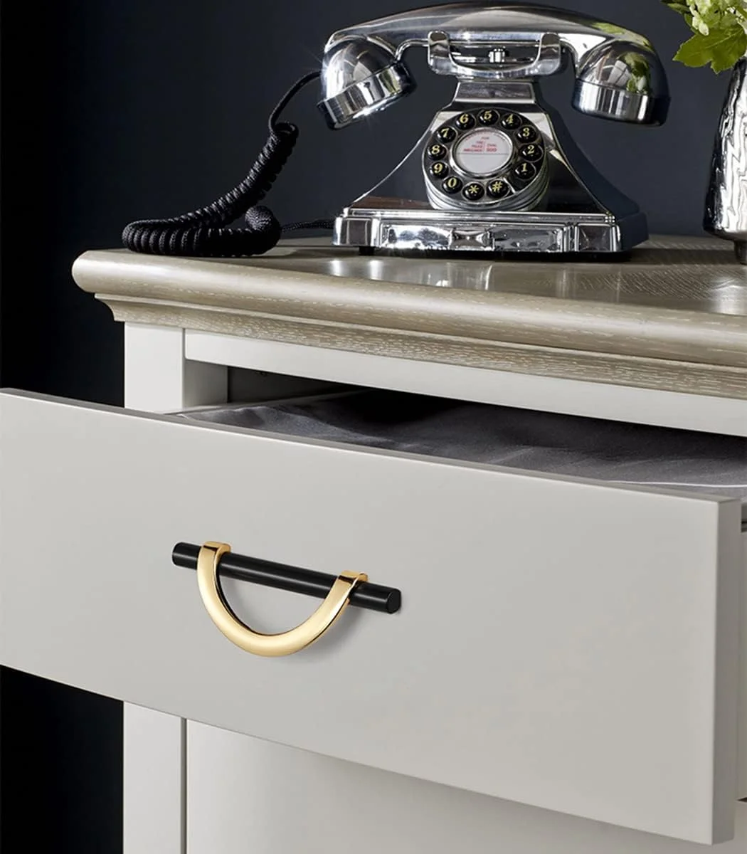 دستگیره کابینت طلایی مشکی، دستگیره کشو طرح نیمه ماه، دستگیره کمد و دراور، دستگیره درب کمد آشپزخانه، 4 عدد، 5 اینچ