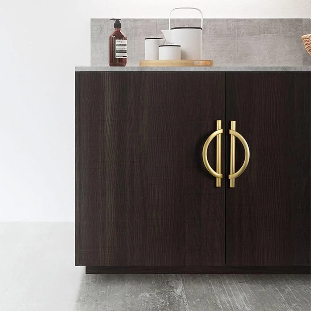 دستگیره کابینت طلایی برس خورده، دستگیره کشو، دستگیره های کمد به شکل نیمه ماه طلایی، دستگیره های درب کمد عتیقه، 4 عدد 128 میلی متر دستگیره کابینت طلایی برس خورده، دستگیره کشو، دستگیره های کمد به شکل نیمه ماه طلایی، دستگیره های درب کمد عتیقه، 4 عدد 128 میلی متر