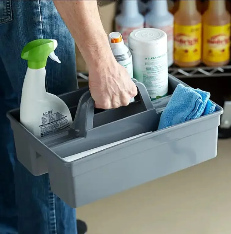 سبد حمل لوازم نظافت ایکو کر با دسته - سازمان دهنده محصولات نظافتی، جعبه ابزار نظافت آشپزخانه و سبد سینی حمل مواد شوینده - بزرگ 38 * 33 * 11.5 سانتی متر (خاکستری) سبد حمل لوازم نظافت ایکو کر با دسته - سازمان دهنده محصولات نظافتی، جعبه ابزار نظافت آشپزخانه و سبد سینی حمل مواد شوینده - بزرگ 38 * 33 * 11.5 سانتی متر (خاکستری)