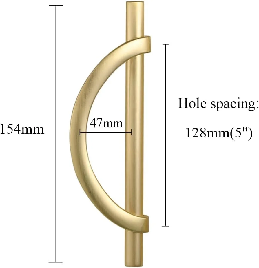 دستگیره کابینت طلایی برس خورده، دستگیره کشو، دستگیره های کمد به شکل نیمه ماه طلایی، دستگیره های درب کمد عتیقه، 4 عدد 128 میلی متر دستگیره کابینت طلایی برس خورده، دستگیره کشو، دستگیره های کمد به شکل نیمه ماه طلایی، دستگیره های درب کمد عتیقه، 4 عدد 128 میلی متر