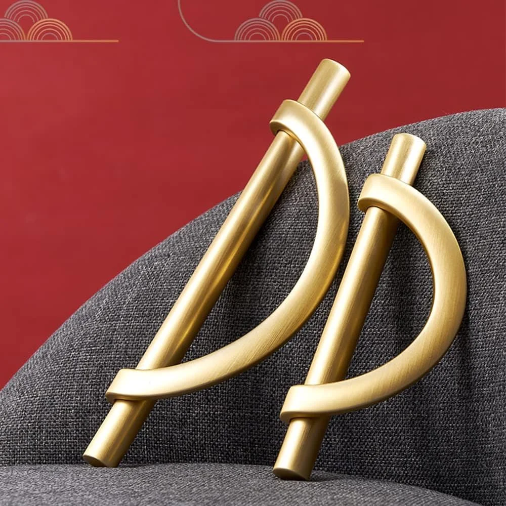 دستگیره کابینت طلایی برس خورده، دستگیره کشو، دستگیره های کمد به شکل نیمه ماه طلایی، دستگیره های درب کمد عتیقه، 4 عدد 128 میلی متر دستگیره کابینت طلایی برس خورده، دستگیره کشو، دستگیره های کمد به شکل نیمه ماه طلایی، دستگیره های درب کمد عتیقه، 4 عدد 128 میلی متر