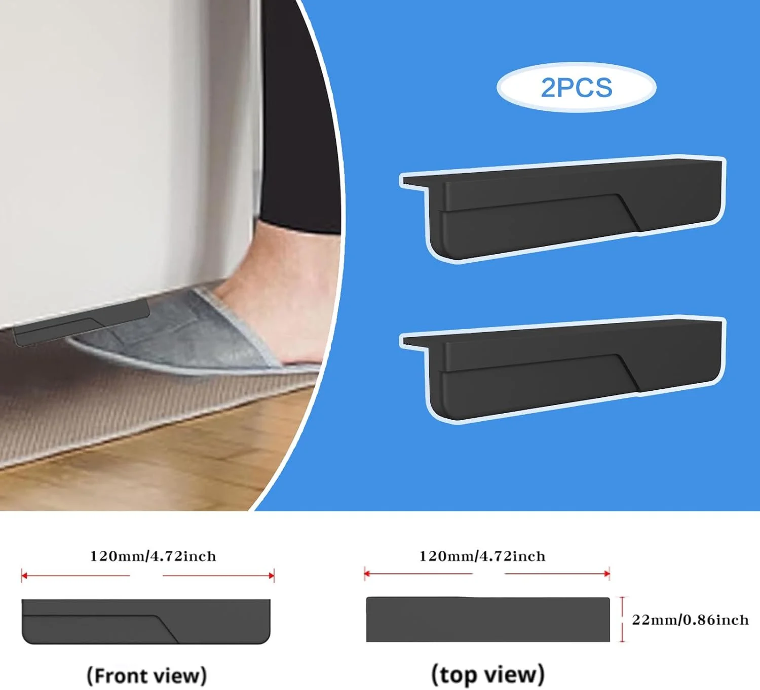 دستگیره کابینت چسبی EWEIS بسته 2 عددی، کشنده پایی برای کشوی کابینت زباله، کشنده کابینت بدون دست برای آشپزخانه و حمام، کشنده پایی کابینت 4.72 اینچی برای کشو برای استفاده در خانه و محل کار (مشکی مات)