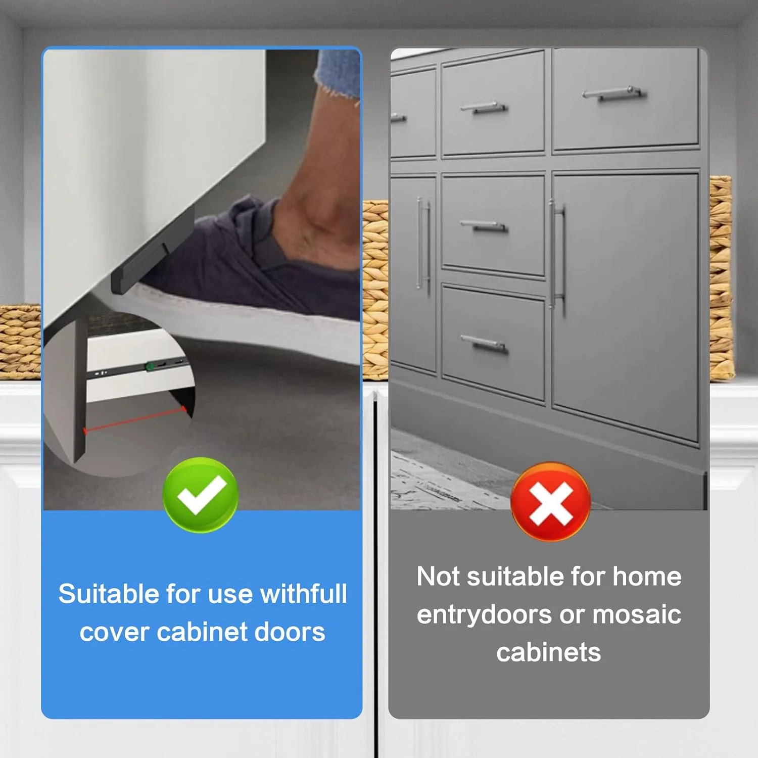 دستگیره کابینت چسبی EWEIS بسته 2 عددی، کشنده پایی برای کشوی کابینت زباله، کشنده کابینت بدون دست برای آشپزخانه و حمام، کشنده پایی کابینت 4.72 اینچی برای کشو برای استفاده در خانه و محل کار (مشکی مات)