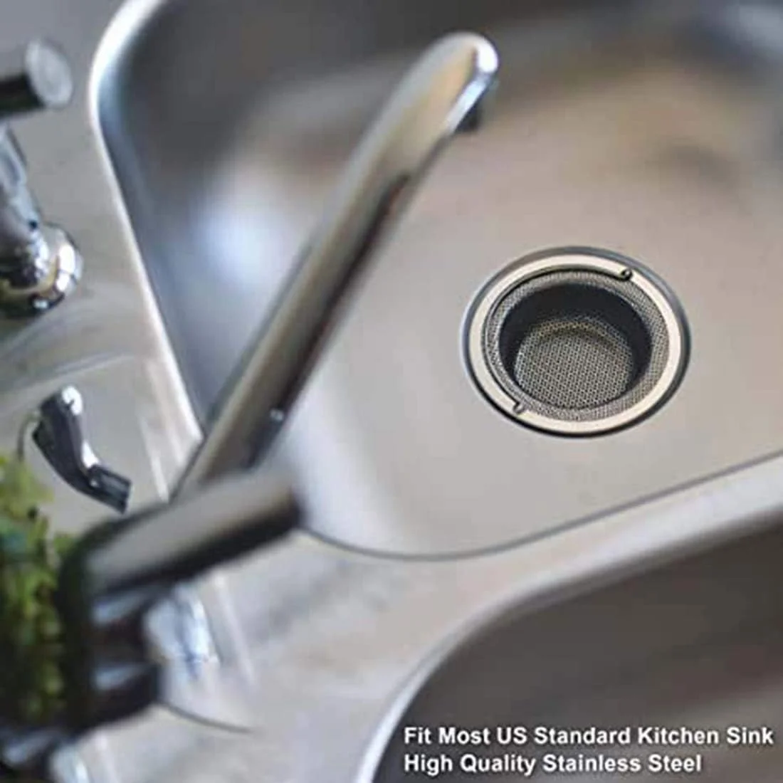 دلفینو بسته 2 عددی - سبد 11.4 سانتی متری بالا / 7.6 سانتی متری - صافی سینک ظرفشویی استیل ضد زنگ سبد بزرگ جمع کننده مواد غذایی با دسته. جریان سریع و سوراخ های موثر 2/16 اینچی