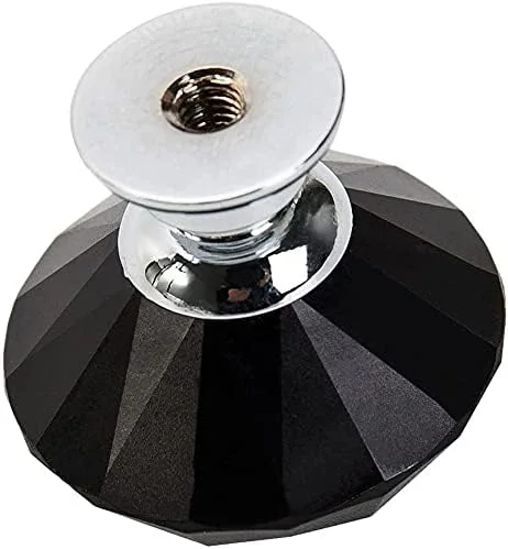 20 عدد دستگیره کشو 30 میلی متری دستگیره درب شیشه ای کریستالی شکل الماس مشکی برای کشو کابینت آشپزخانه کمد لباس