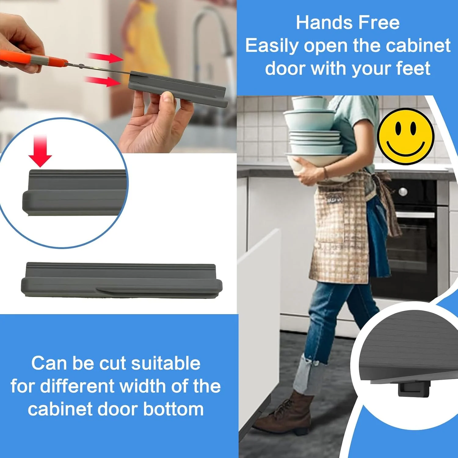 دستگیره کابینت چسبی EWEIS بسته 2 عددی، کشنده پایی برای کشوی کابینت زباله، کشنده کابینت بدون دست برای آشپزخانه و حمام، کشنده پایی کابینت 4.72 اینچی برای کشو برای استفاده در خانه و محل کار (مشکی مات)