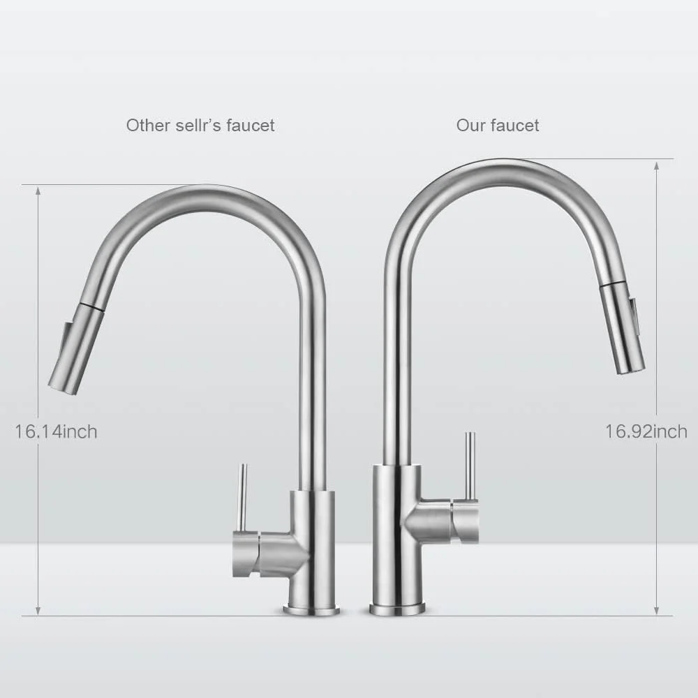 شیر آشپزخانه اهرمی با شلنگ پول داون، نیکل مات، شیر سینک آشپزخانه تک دسته استیل شیر آشپزخانه اهرمی با شلنگ پول داون، نیکل مات، شیر سینک آشپزخانه تک دسته استیل