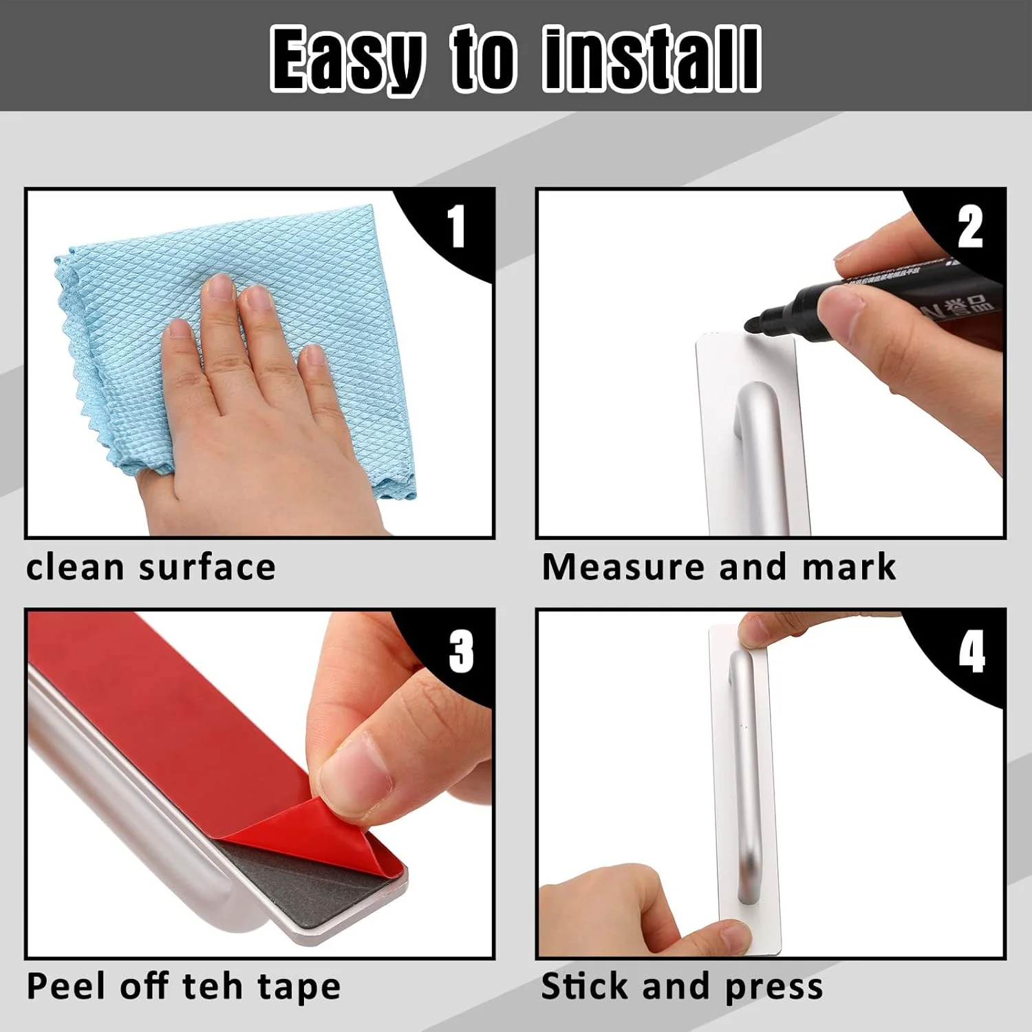 دستگیره کشویی فانروس، 4 عددی، مناسب کابینت آشپزخانه (نقره ای، آلیاژ آلومینیوم، تقریبا 14.7x2.5 سانتی متر)