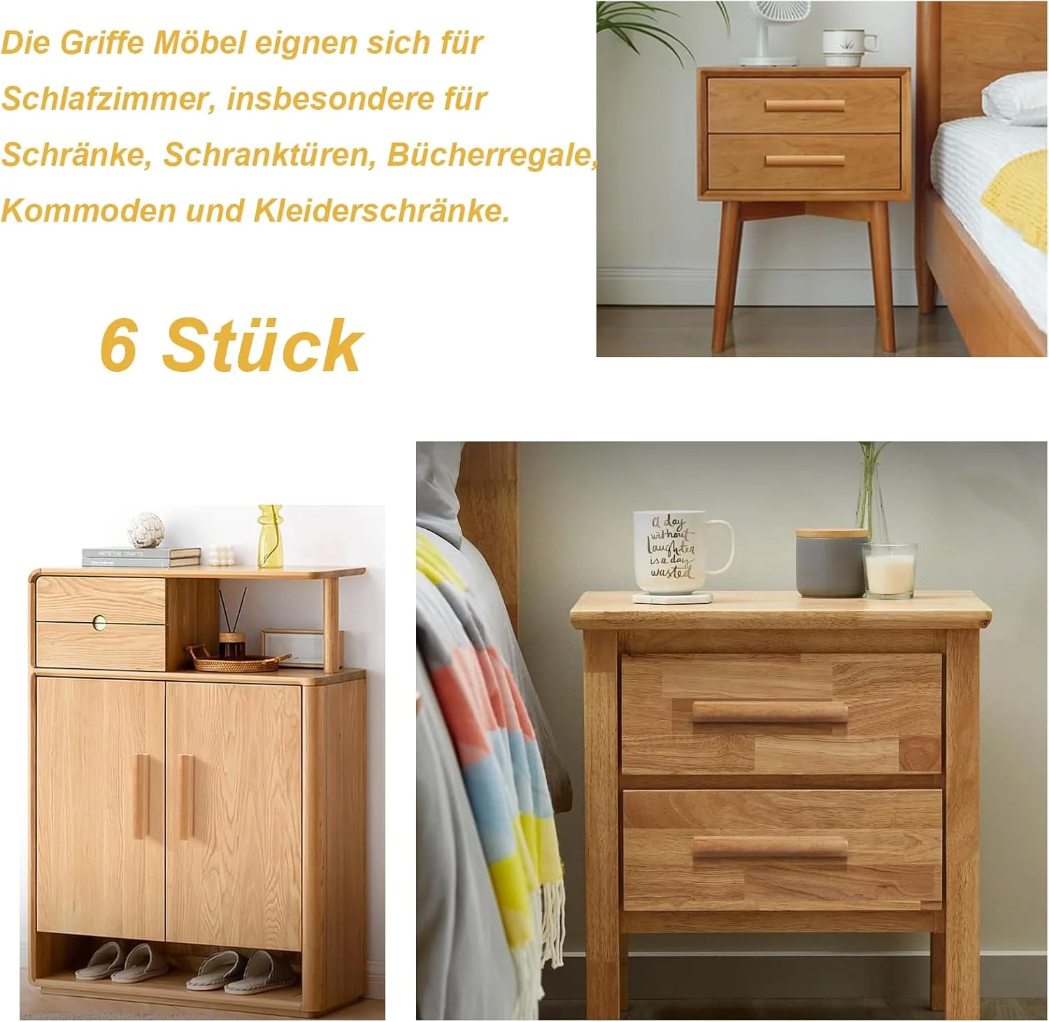 دستگیره چوبی، 6 عدد دستگیره 64 میلی متری برای کابینت آشپزخانه، کابینت کنار تخت، حمام، دفاتر - دستگیره های مدرن کشو دستگیره چوبی، 6 عدد دستگیره 64 میلی متری برای کابینت آشپزخانه، کابینت کنار تخت، حمام، دفاتر - دستگیره های مدرن کشو