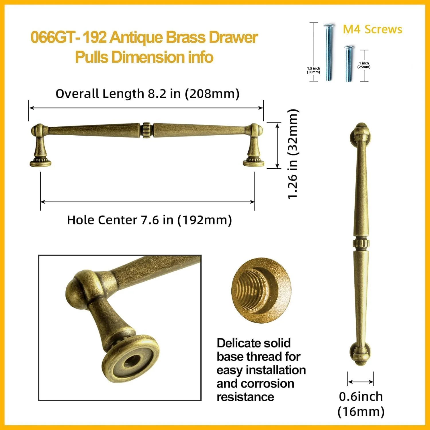 دستگیره کابینت برنجی عتیقه Goo-Ki، بسته 6 عددی، 7.56 اینچ (192 میلی متر) فاصله مرکز تا مرکز، آلیاژ روی جامد، دستگیره میله ای برنزی رترو، سخت افزار آشپزخانه برای کمد، کشو، کمد لباس، مبلمان کابینت، 066GT-192 دستگیره کابینت برنجی عتیقه Goo-Ki، بسته 6 عددی، 7.56 اینچ (192 میلی متر) فاصله مرکز تا مرکز، آلیاژ روی جامد، دستگیره میله ای برنزی رترو، سخت افزار آشپزخانه برای کمد، کشو، کمد لباس، مبلمان کابینت، 066GT-192