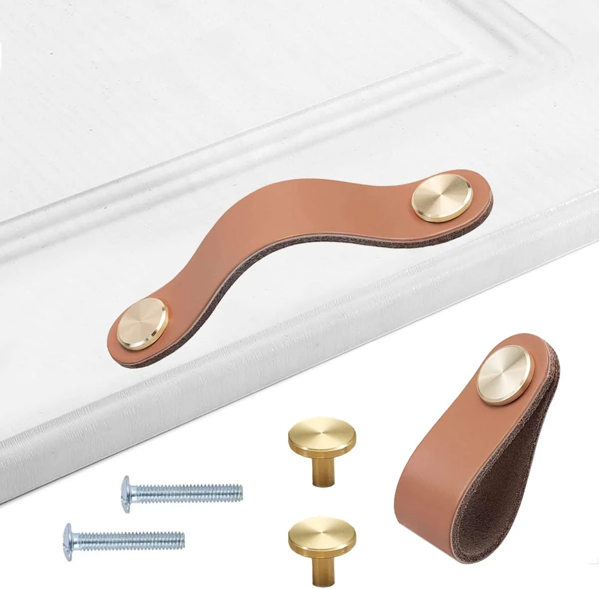 دستگیره چرمی، مبلمان، بسته 4 عددی دستگیره مبلمان دست ساز، دستگیره چرمی، دستگیره کمد، دستگیره برای دستگیره چرمی، کمدهای آشپزخانه، کابینت