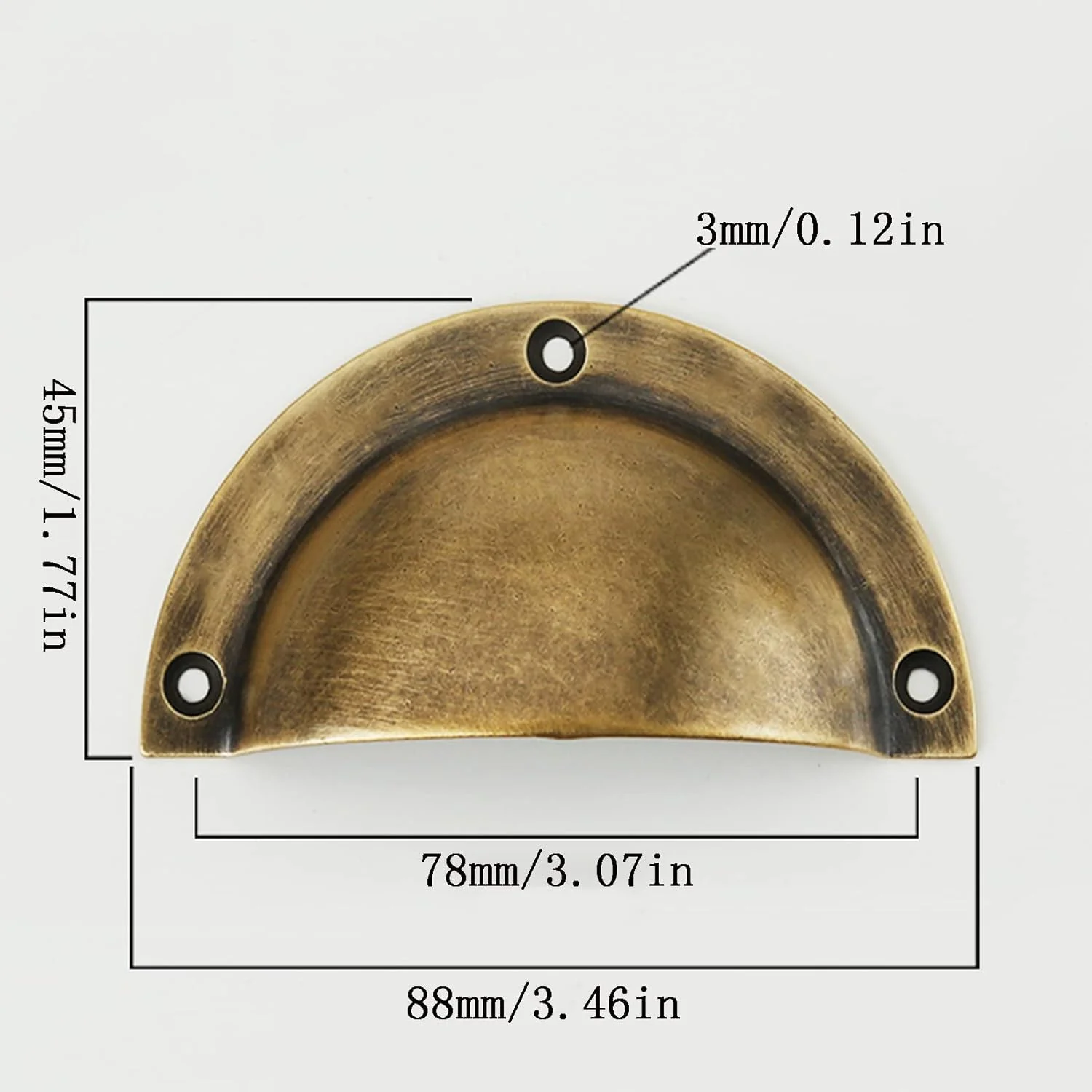 هونگتووی یک عدد دستگیره کشو طرح صدف قدیمی، دستگیره های کشویی رترو نیم دایره ای فلزی، دستگیره درب کمد هلالی شکل، دستگیره مبلمان عتیقه (برنزی، طول: 88 میلی متر)
