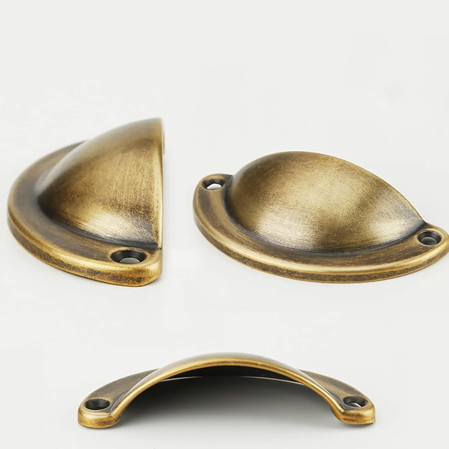 هونگتووی یک عدد دستگیره کشو طرح صدف قدیمی، دستگیره های کشویی رترو نیم دایره ای فلزی، دستگیره درب کمد هلالی شکل، دستگیره مبلمان عتیقه (برنزی، طول: 88 میلی متر)
