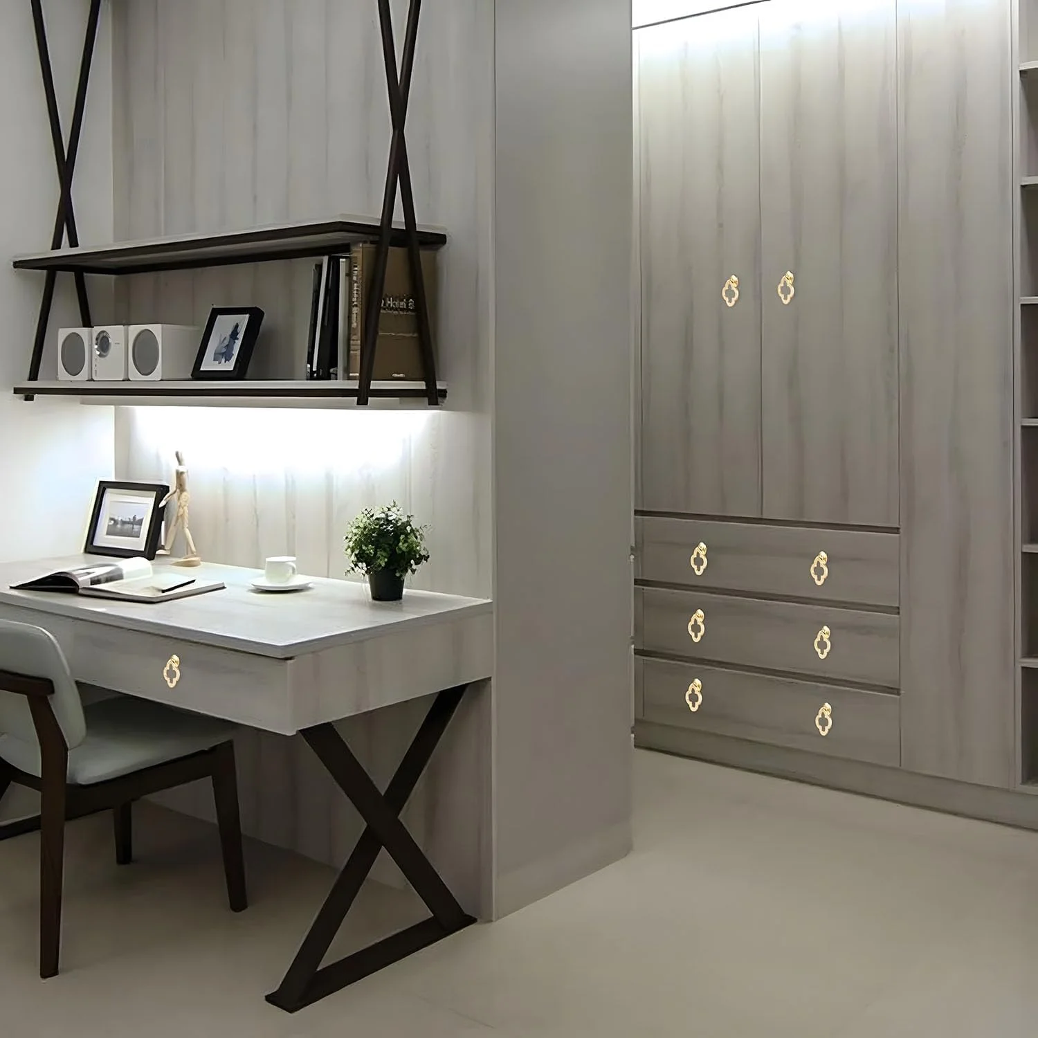 دستگیره های آلیاژی Joyzzz، بسته 6 عددی دستگیره آلیاژی برنزی رنگ طلایی طرح شبدر 4 برگ، دستگیره های کشو کمد آشپزخانه، دستگیره کمد لباس، بسته 6 عددی دستگیره کمد برای درها، کشوها، کابینت ها، کمدها