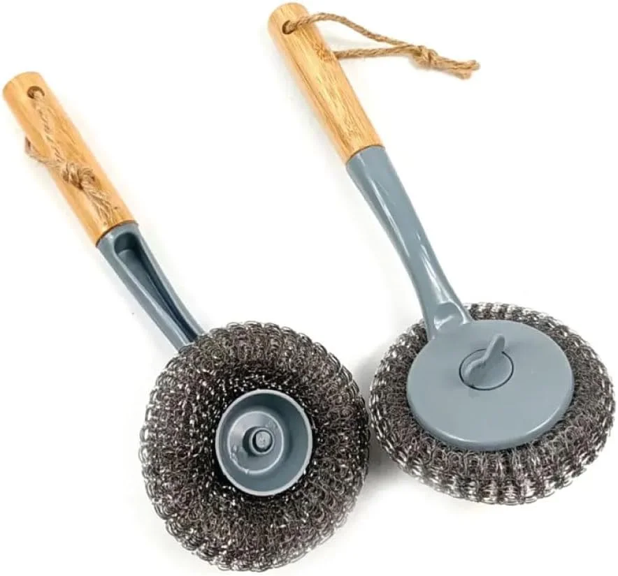 توپ تمیز کننده آشپزخانه برس سیم ظرفشویی استیل با دسته | برس تمیز کننده چند منظوره استیل ZAZ با دسته بلند، توپ تمیز کننده آشپزخانه برس سیم ظرفشویی، بادوام توپ تمیز کننده آشپزخانه برس سیم ظرفشویی استیل با دسته | برس تمیز کننده چند منظوره استیل ZAZ با دسته بلند، توپ تمیز کننده آشپزخانه برس سیم ظرفشویی، بادوام