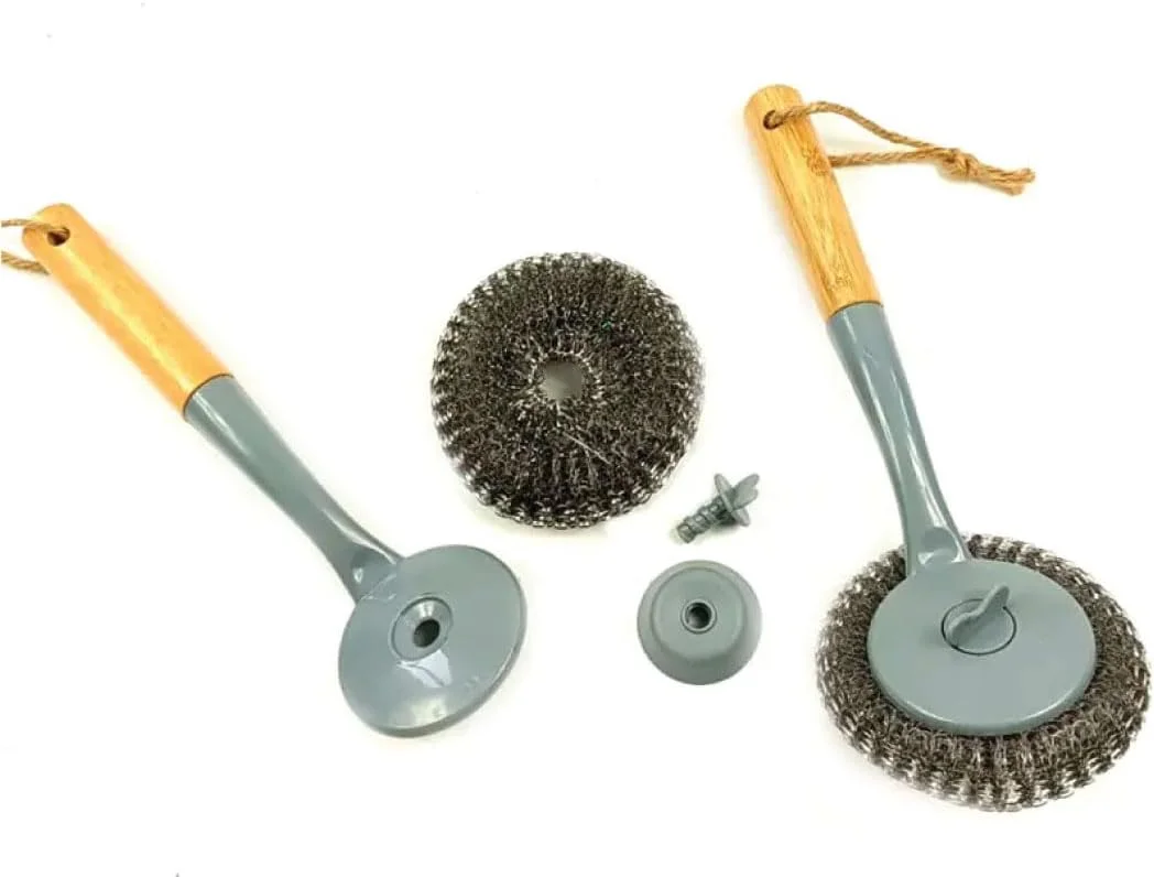 توپ تمیز کننده آشپزخانه برس سیم ظرفشویی استیل با دسته | برس تمیز کننده چند منظوره استیل ZAZ با دسته بلند، توپ تمیز کننده آشپزخانه برس سیم ظرفشویی، بادوام توپ تمیز کننده آشپزخانه برس سیم ظرفشویی استیل با دسته | برس تمیز کننده چند منظوره استیل ZAZ با دسته بلند، توپ تمیز کننده آشپزخانه برس سیم ظرفشویی، بادوام