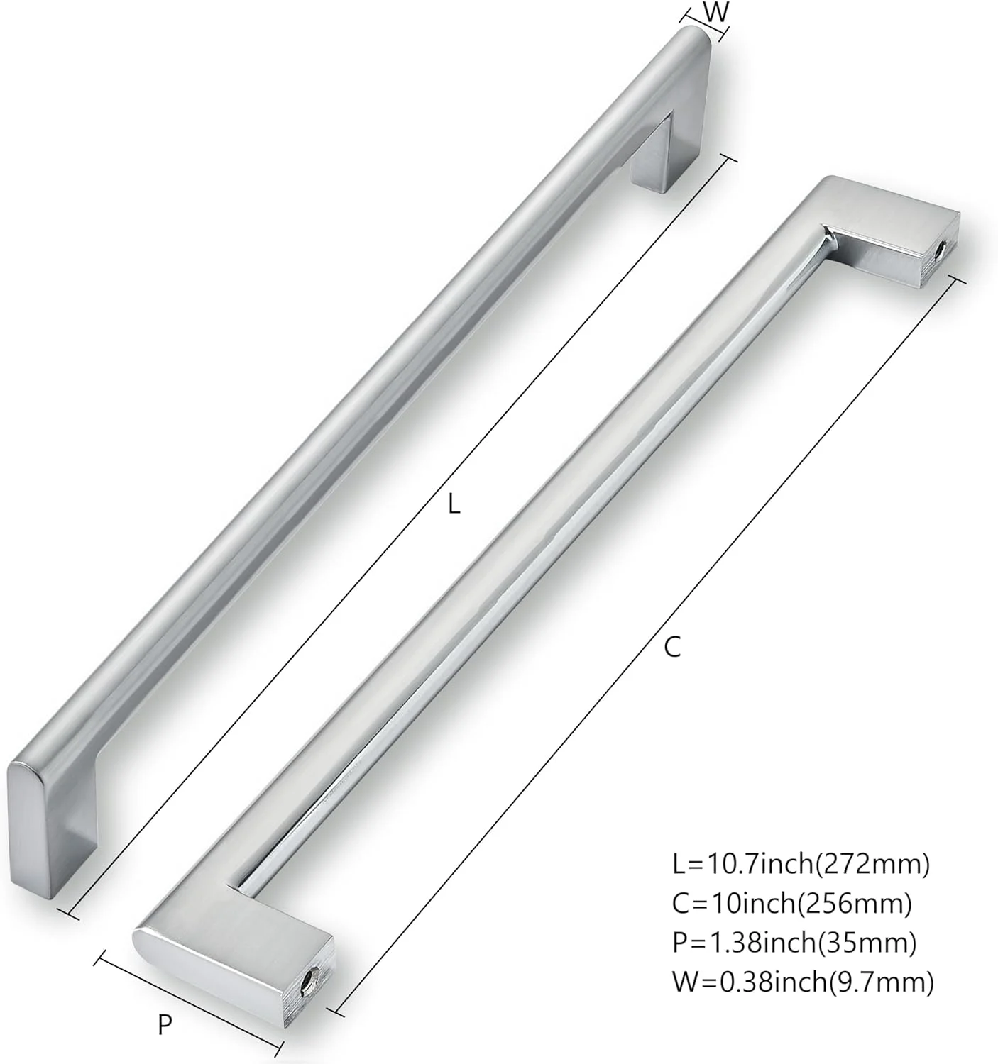 دستگیره کابینت 6 عددی کروم برس خورده، مقاوم و بادوام، مناسب برای کشو، سخت افزار حمام، کمد، درب کابینت