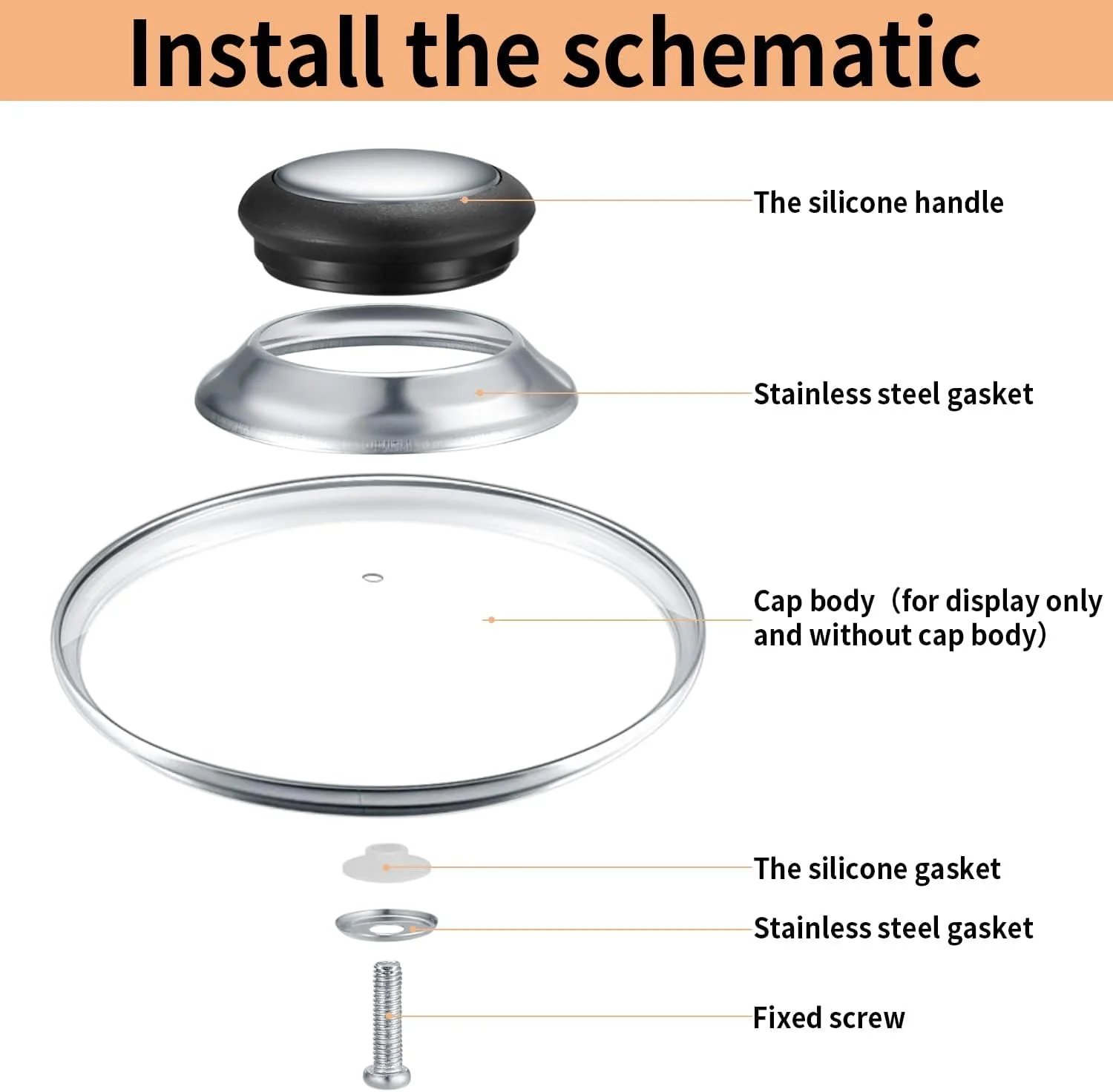 دکمه های درب قابلمه KASTWAVE، 4 عدد روکش دسته درب قابلمه جهانی، دسته های جایگزین مقاوم در برابر حرارت برای درب تابه و قابلمه دکمه های درب قابلمه KASTWAVE، 4 عدد روکش دسته درب قابلمه جهانی، دسته های جایگزین مقاوم در برابر حرارت برای درب تابه و قابلمه