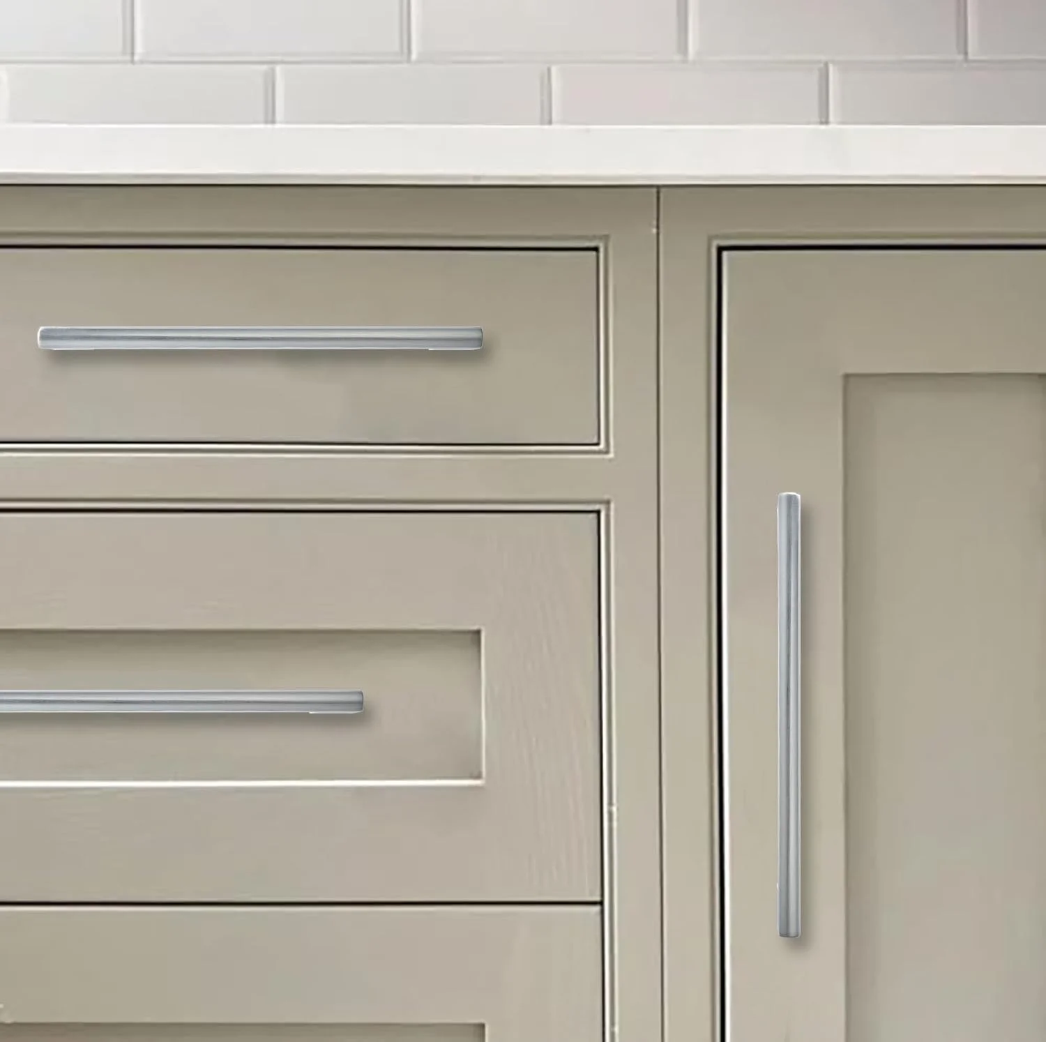 دستگیره کابینت 6 عددی کروم برس خورده، مقاوم و بادوام، مناسب برای کشو، سخت افزار حمام، کمد، درب کابینت