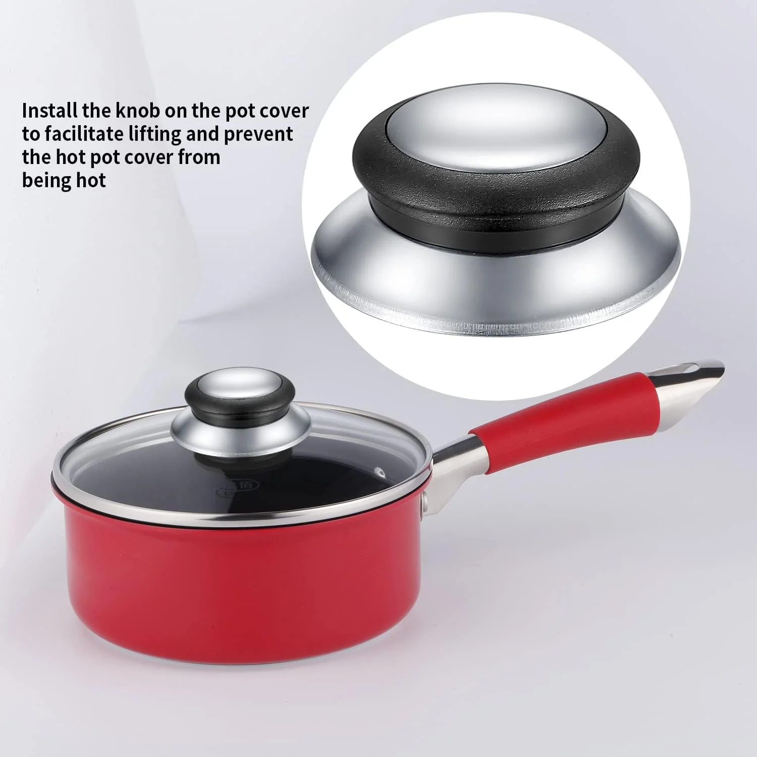 دکمه های درب قابلمه KASTWAVE، 4 عدد روکش دسته درب قابلمه جهانی، دسته های جایگزین مقاوم در برابر حرارت برای درب تابه و قابلمه دکمه های درب قابلمه KASTWAVE، 4 عدد روکش دسته درب قابلمه جهانی، دسته های جایگزین مقاوم در برابر حرارت برای درب تابه و قابلمه