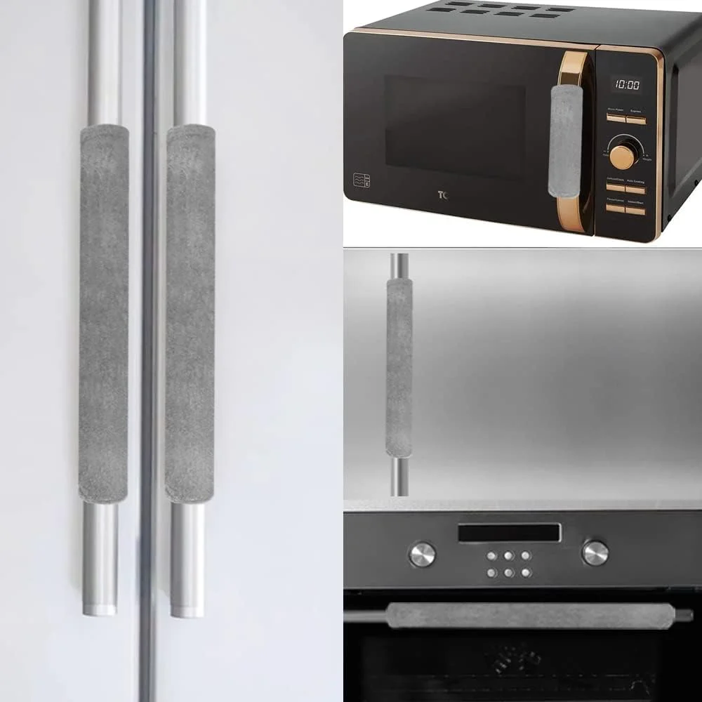 کاور دسته درب یخچال lyfLux، بسته 5 عددی، کاور دسته لوازم آشپزخانه قابل شستشو، محافظ ضد لغزش برای یخچال، فر، مایکروویو و ماشین ظرفشویی، جلوگیری از لکه مایعات و اثر انگشت (خاکستری)