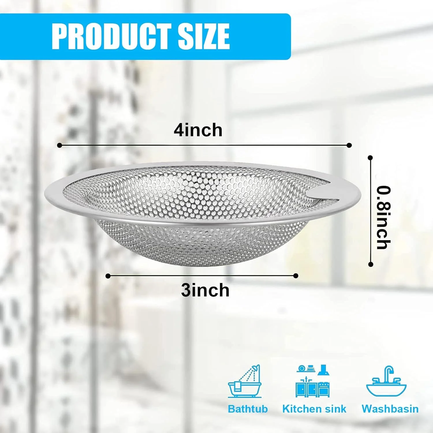 صافی سینک توری، 2 عدد صافی تخلیه سینک استیل ضد زنگ با دسته، فیلتر سینک گیرنده مو جلوگیری از گرفتگی برای حمام آشپزخانه، قطر داخلی 7.5 سانتی متر، سایز بزرگ صافی سینک توری، 2 عدد صافی تخلیه سینک استیل ضد زنگ با دسته، فیلتر سینک گیرنده مو جلوگیری از گرفتگی برای حمام آشپزخانه، قطر داخلی 7.5 سانتی متر، سایز بزرگ