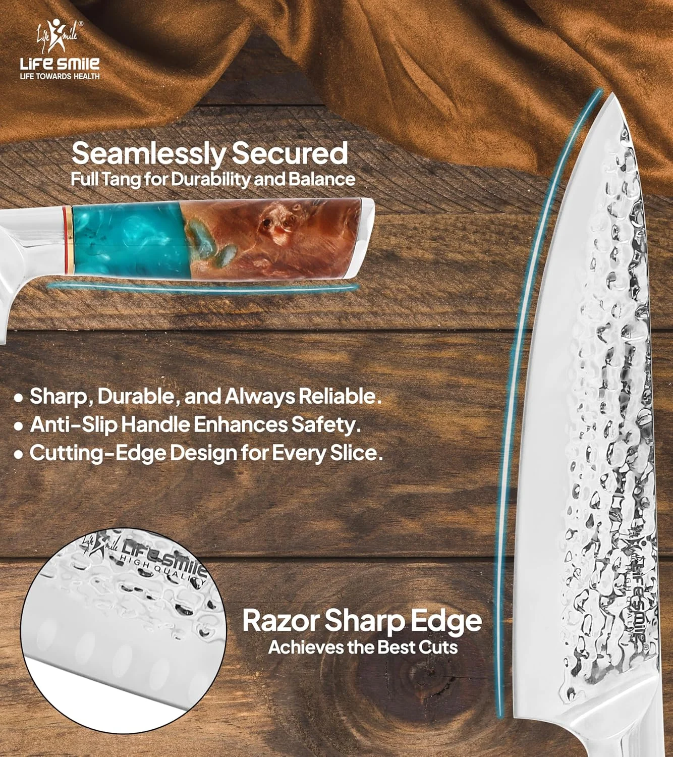 ست چاقوی آشپزخانه LIFE SMILE با استند چوبی - 10 تکه فولاد ضد زنگ کربن بالا با تیزکن - دسته رزین آبی ثابت ضد لغزش ارگونومیک، تیغه فوق العاده تیز نچسب، ست آشپزخانه ست چاقوی آشپزخانه LIFE SMILE با استند چوبی - 10 تکه فولاد ضد زنگ کربن بالا با تیزکن - دسته رزین آبی ثابت ضد لغزش ارگونومیک، تیغه فوق العاده تیز نچسب، ست آشپزخانه