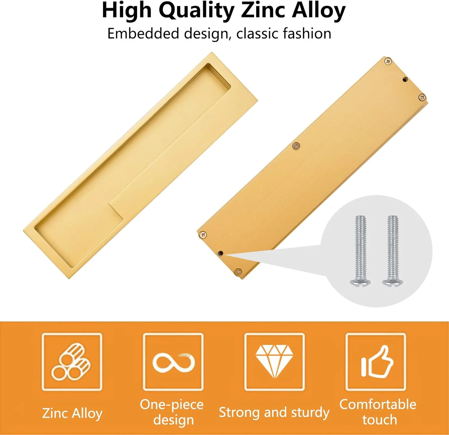 دستگیره های کششی همسطح آلیاژ آلومینیوم MOROBOR، 2 عدد دستگیره درب کشویی توکار، دستگیره کششی درب ساده مدرن 7.95 اینچی برای کشو انبار کشویی کمد لباس/طلایی مات دستگیره های کششی همسطح آلیاژ آلومینیوم MOROBOR، 2 عدد دستگیره درب کشویی توکار، دستگیره کششی درب ساده مدرن 7.95 اینچی برای کشو انبار کشویی کمد لباس/طلایی مات