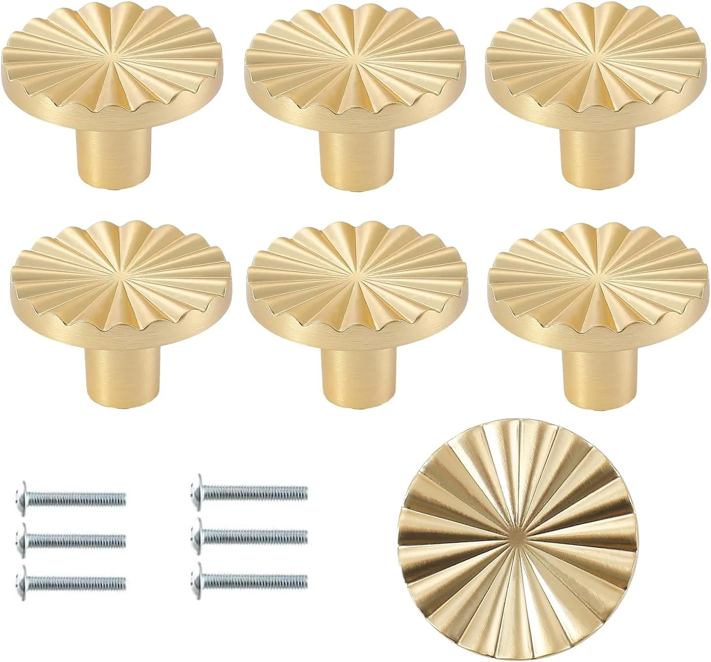 دستگیره کابینت طلایی اوبابو، بسته 6 عددی، دستگیره حلقه ای کشو کمد سخت افزار مبلمان برای درب کمد آشپزخانه، نصب آسان (مدل 1)