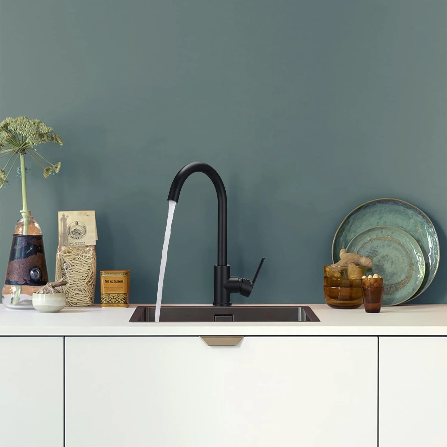 شیرآلات آشپزخانه مشکی Mighbow، شیر سینک آشپزخانه تک اهرمی، شیر مخلوط BauEdge با دسته تخت، شیر آشپزخانه مشکی مات با چرخش 360 درجه و هواساز شیرآلات آشپزخانه مشکی Mighbow، شیر سینک آشپزخانه تک اهرمی، شیر مخلوط BauEdge با دسته تخت، شیر آشپزخانه مشکی مات با چرخش 360 درجه و هواساز