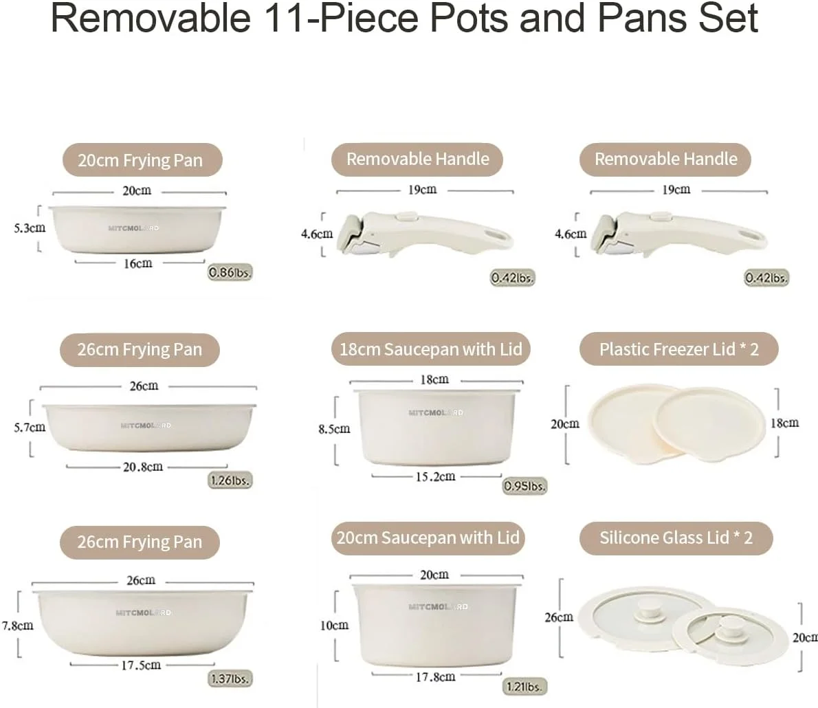ست ظروف گرانیتی، ست پخت و پز، ۱۱ پارچه با دسته جداشدنی مناسب اجاق القایی، ست ظروف آشپزخانه نچسب، فاقد PFOA، ارگانیک و غیر سمی ست ظروف گرانیتی، ست پخت و پز، ۱۱ پارچه با دسته جداشدنی مناسب اجاق القایی، ست ظروف آشپزخانه نچسب، فاقد PFOA، ارگانیک و غیر سمی