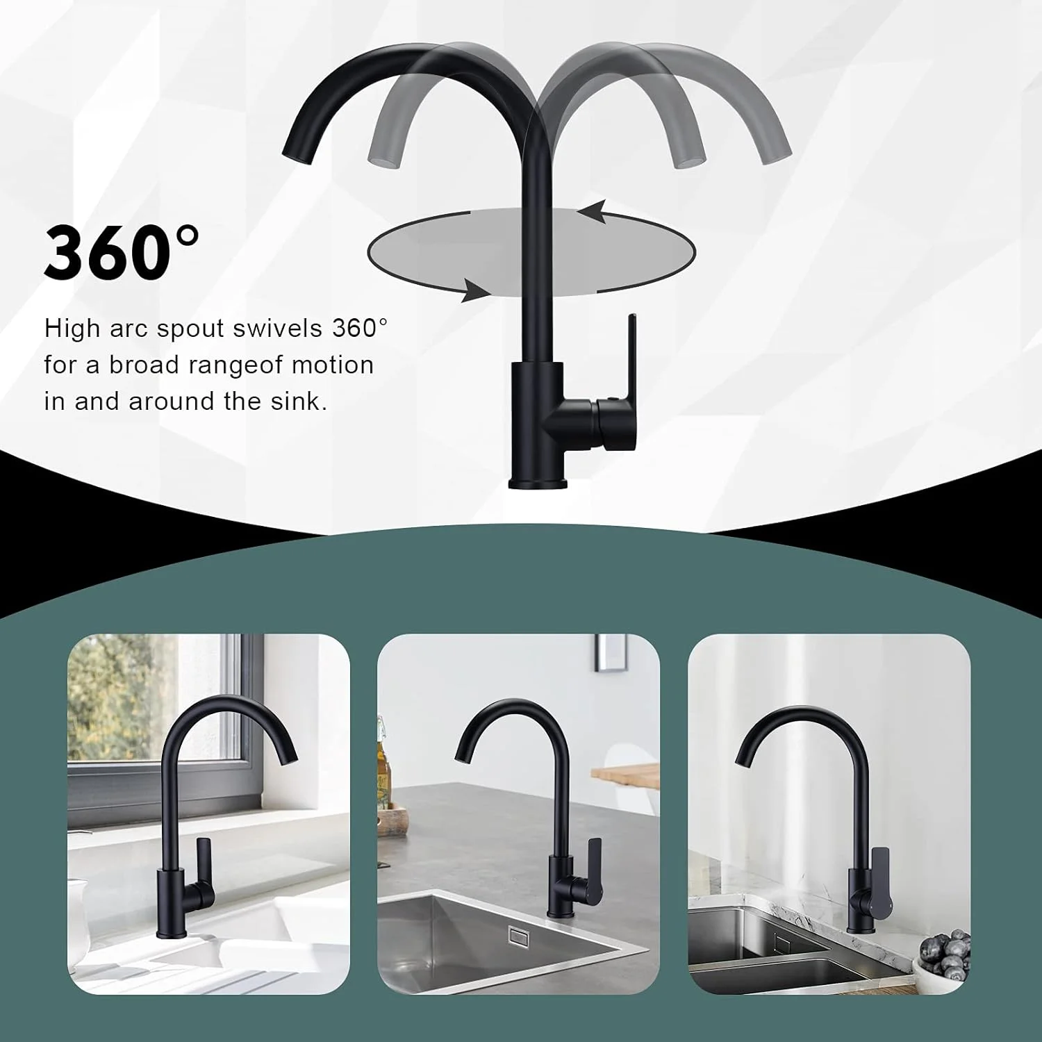 شیرآلات آشپزخانه مشکی Mighbow، شیر سینک آشپزخانه تک اهرمی، شیر مخلوط BauEdge با دسته تخت، شیر آشپزخانه مشکی مات با چرخش 360 درجه و هواساز شیرآلات آشپزخانه مشکی Mighbow، شیر سینک آشپزخانه تک اهرمی، شیر مخلوط BauEdge با دسته تخت، شیر آشپزخانه مشکی مات با چرخش 360 درجه و هواساز