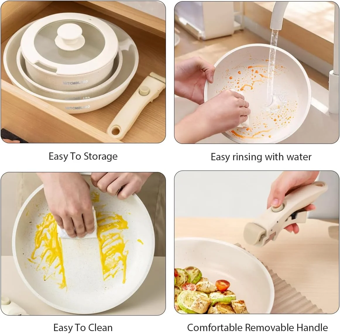 ست ظروف گرانیتی، ست پخت و پز، ۱۱ پارچه با دسته جداشدنی مناسب اجاق القایی، ست ظروف آشپزخانه نچسب، فاقد PFOA، ارگانیک و غیر سمی ست ظروف گرانیتی، ست پخت و پز، ۱۱ پارچه با دسته جداشدنی مناسب اجاق القایی، ست ظروف آشپزخانه نچسب، فاقد PFOA، ارگانیک و غیر سمی