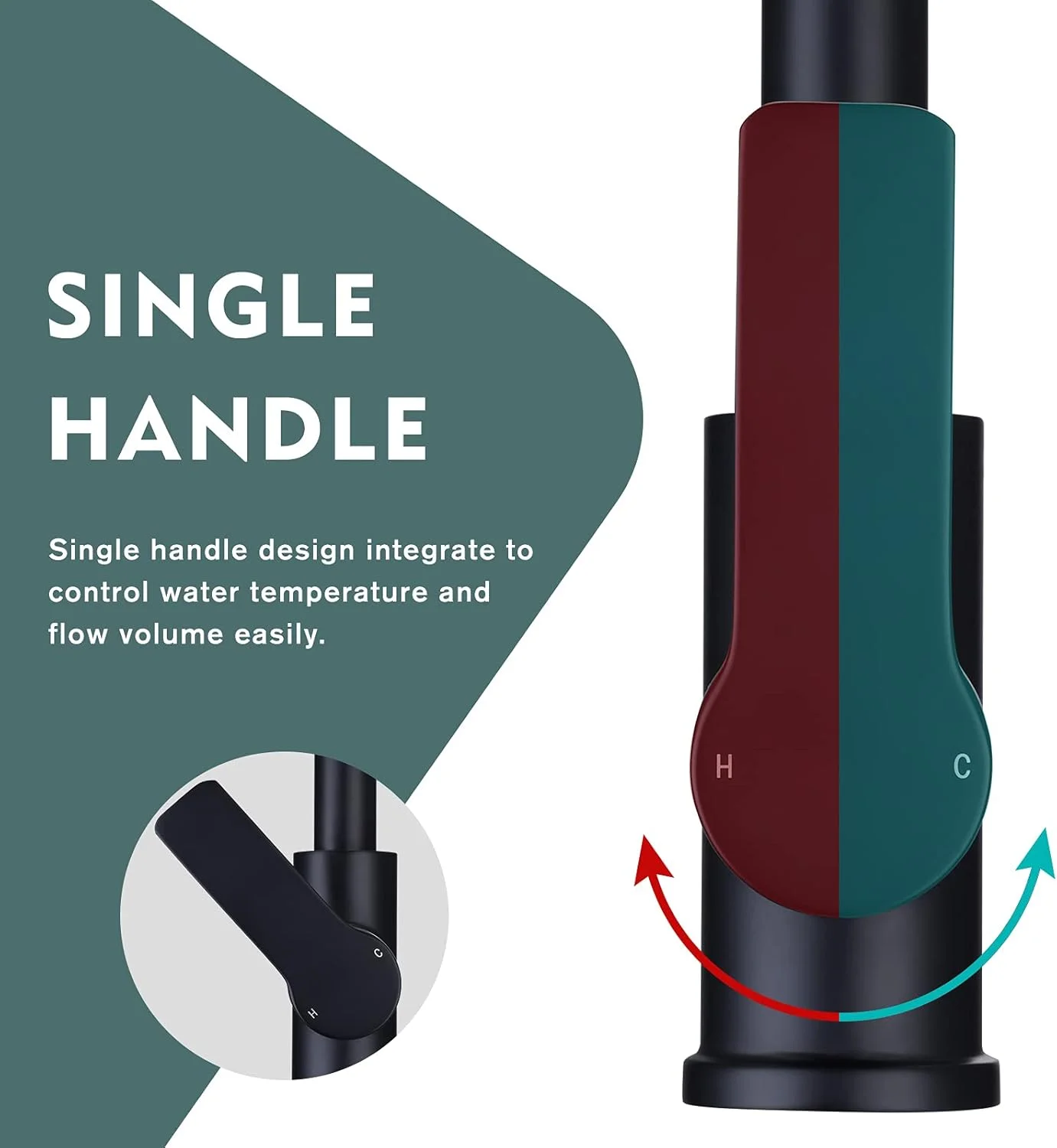 شیرآلات آشپزخانه مشکی Mighbow، شیر سینک آشپزخانه تک اهرمی، شیر مخلوط BauEdge با دسته تخت، شیر آشپزخانه مشکی مات با چرخش 360 درجه و هواساز شیرآلات آشپزخانه مشکی Mighbow، شیر سینک آشپزخانه تک اهرمی، شیر مخلوط BauEdge با دسته تخت، شیر آشپزخانه مشکی مات با چرخش 360 درجه و هواساز