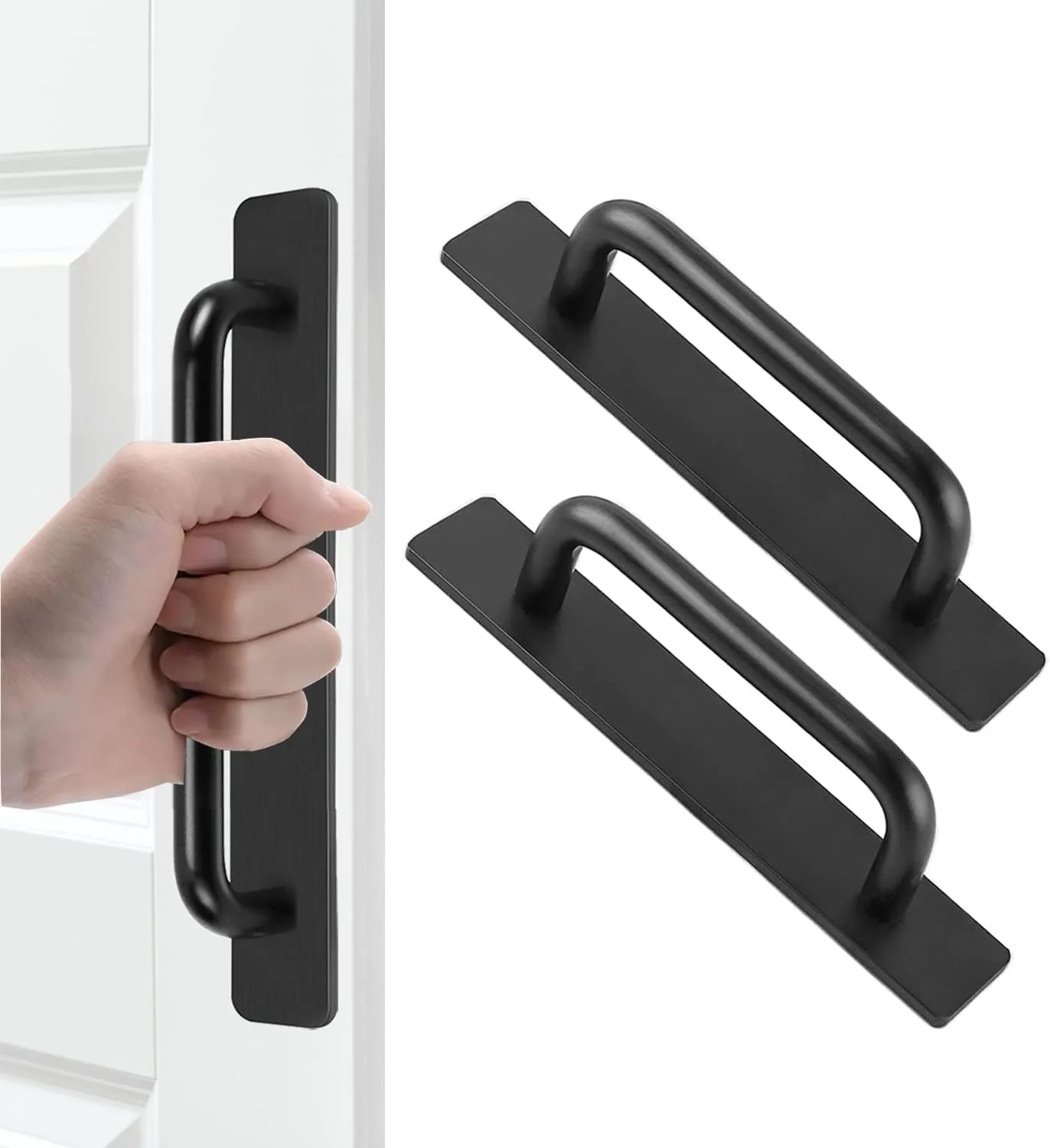 دستگیره کشو کابینت PINKE، بسته 2 عددی دستگیره فشاری کشو آلیاژ آلومینیوم خود چسب با دستگیره درب چسبی برای کشو کابینت آشپزخانه، پنجره کمد کشویی، 14.8 سانتی متر (مشکی)