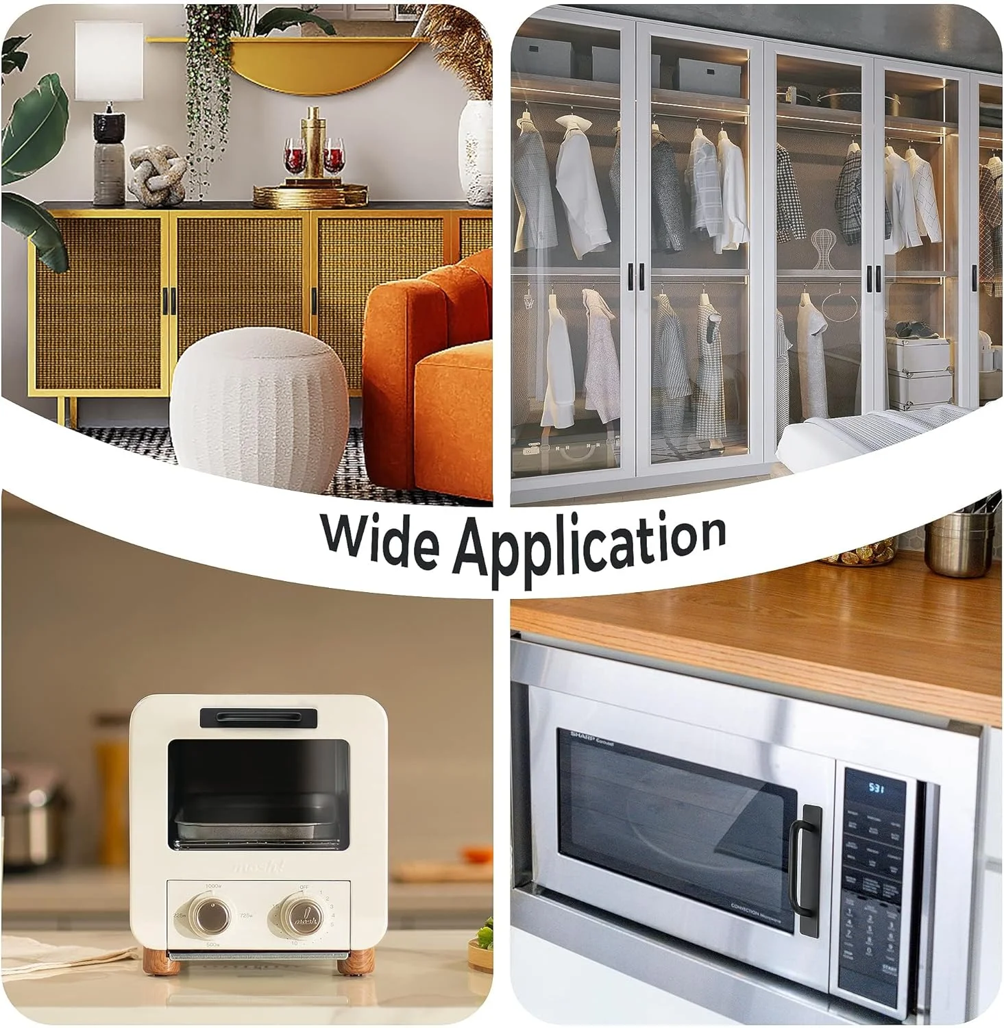 دستگیره کشو کابینت PINKE، بسته 2 عددی دستگیره فشاری کشو آلیاژ آلومینیوم خود چسب با دستگیره درب چسبی برای کشو کابینت آشپزخانه، پنجره کمد کشویی، 14.8 سانتی متر (مشکی)