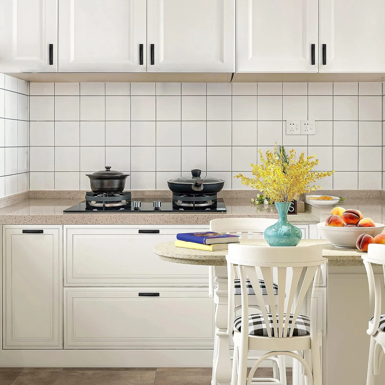 دستگیره کشو کابینت PINKE، بسته 2 عددی دستگیره فشاری کشو آلیاژ آلومینیوم خود چسب با دستگیره درب چسبی برای کشو کابینت آشپزخانه، پنجره کمد کشویی، 14.8 سانتی متر (مشکی)